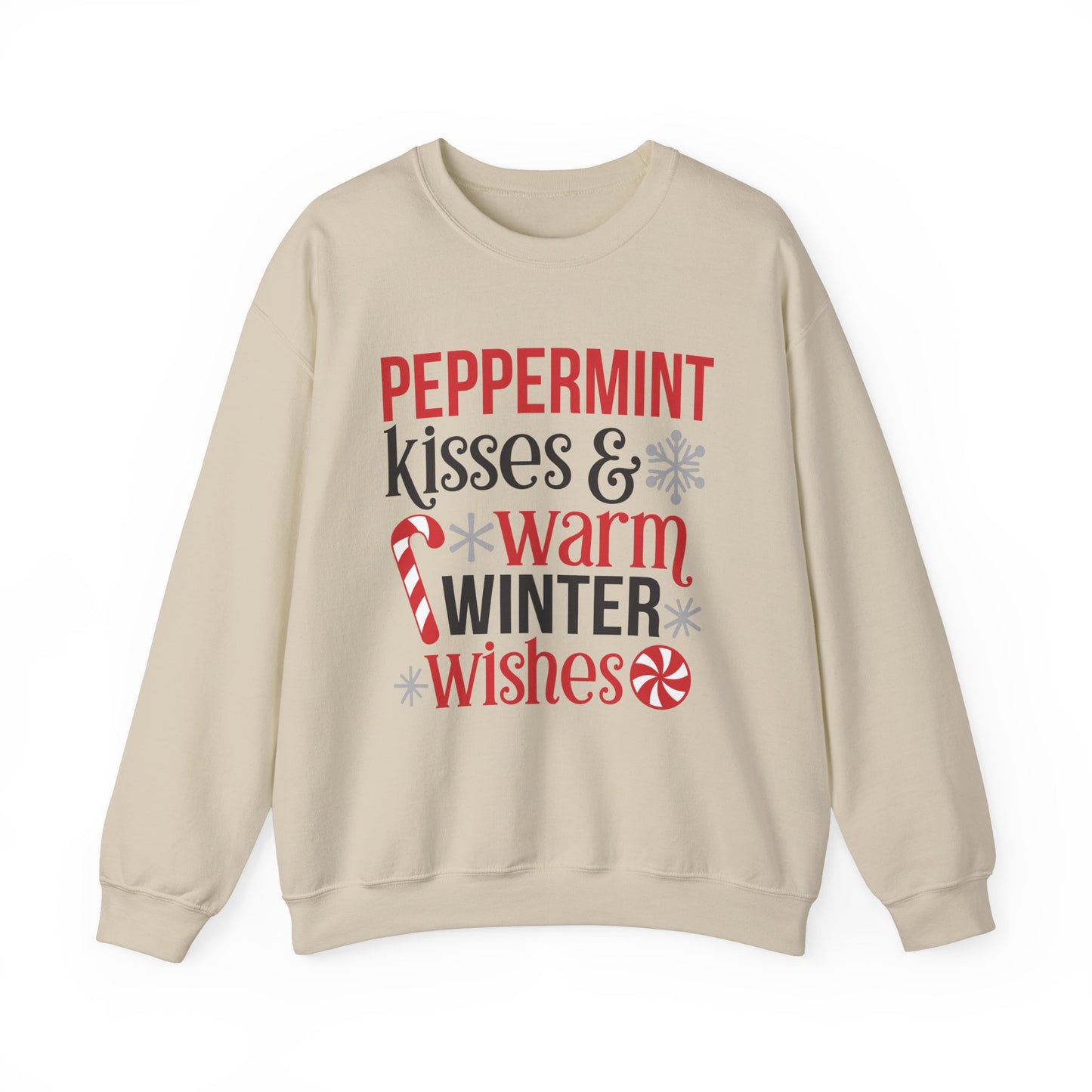 Peppermint Kisses and Warm Winter Wishes Unisex Heavy Blend™ Crewneck Sweatshirt - sizes S - 3X