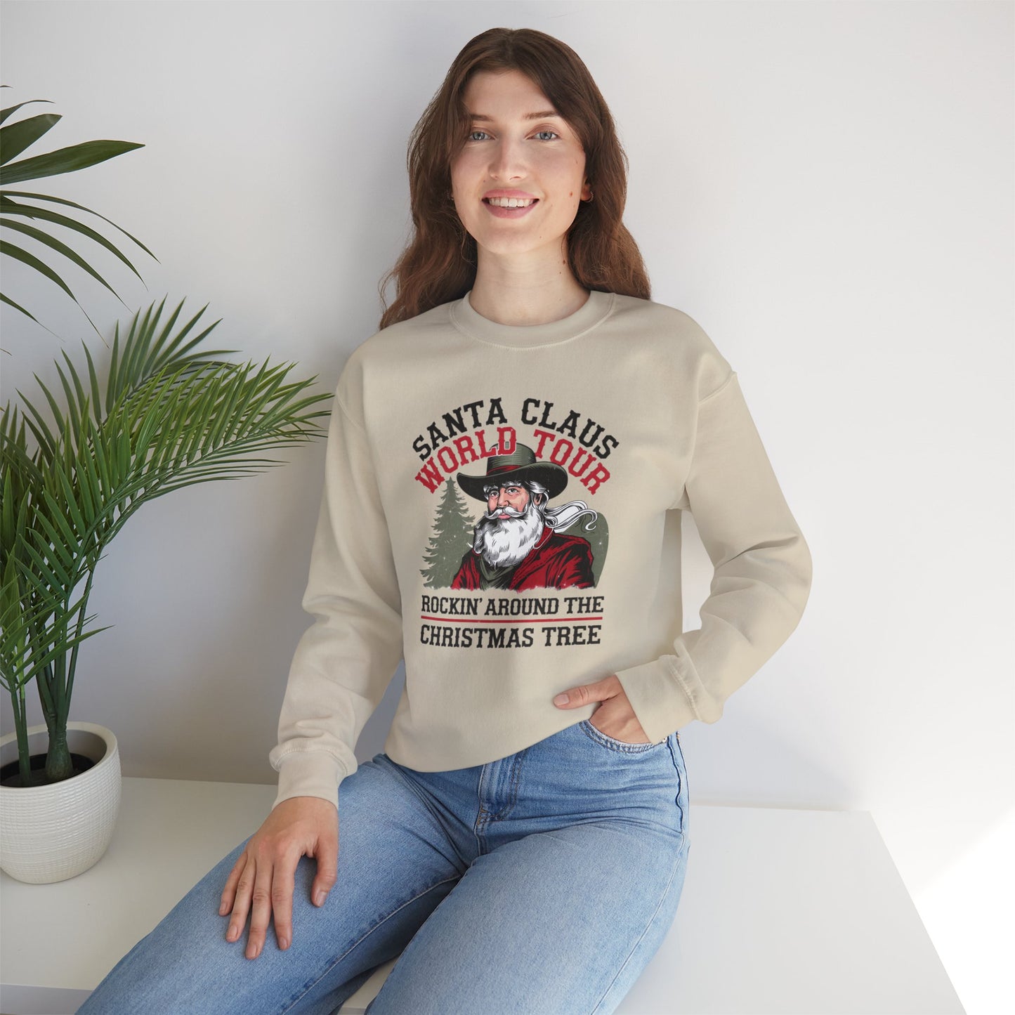 Santa Claus World Tour Unisex Heavy Blend™ Crewneck Sweatshirt - sizes S - 3X - Rocking around the Christmas Tree