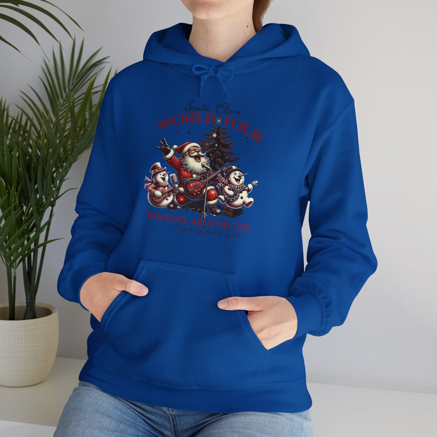 Santa Rocking Around the Christmas Tree Unisex Heavy Blend™ Hooded Sweatshirt - sizes S -3X