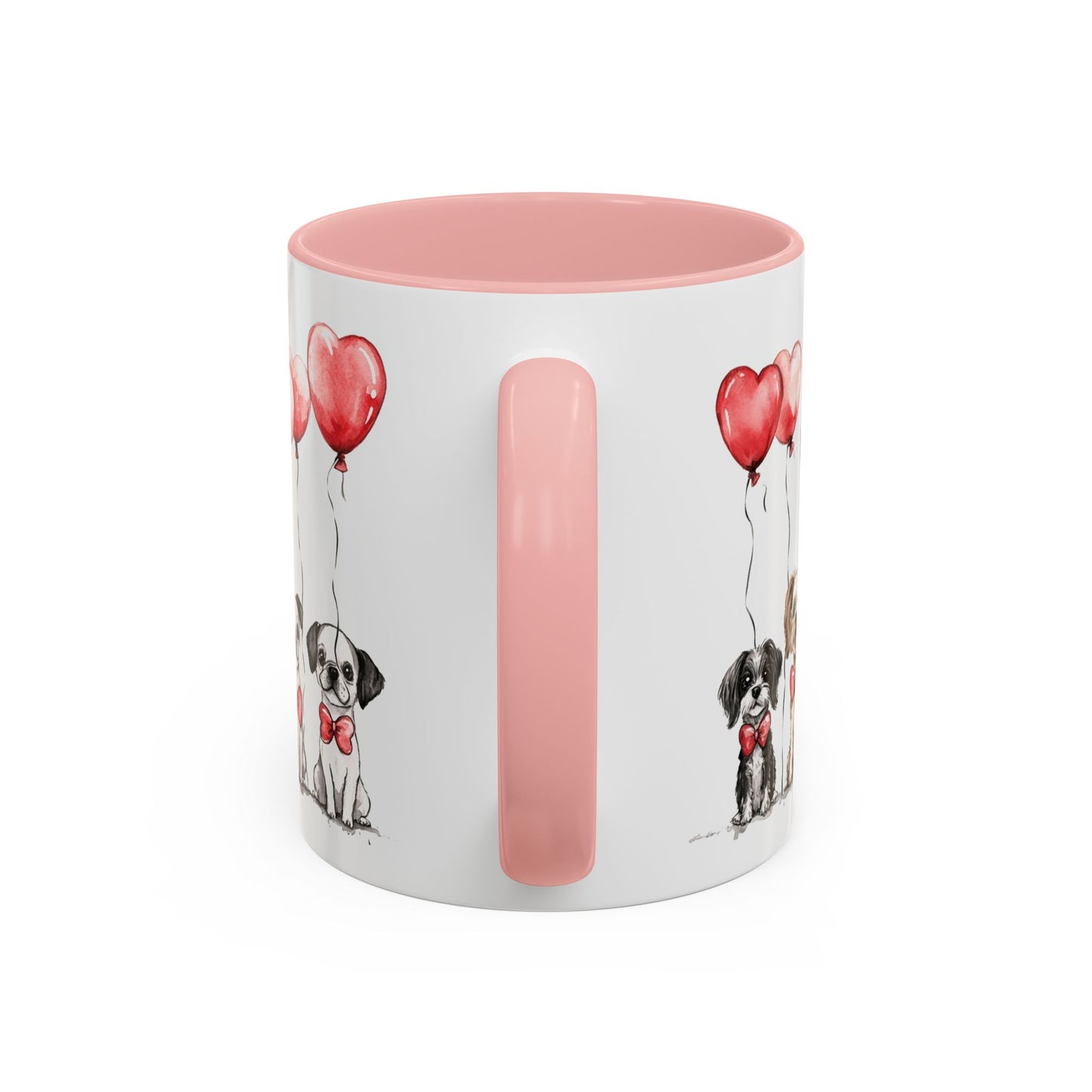 Coffee Mug - Puppy Love Valentine's Day, Cute Dogs and Heart Balloons, 11oz and 15oz, Ceramic