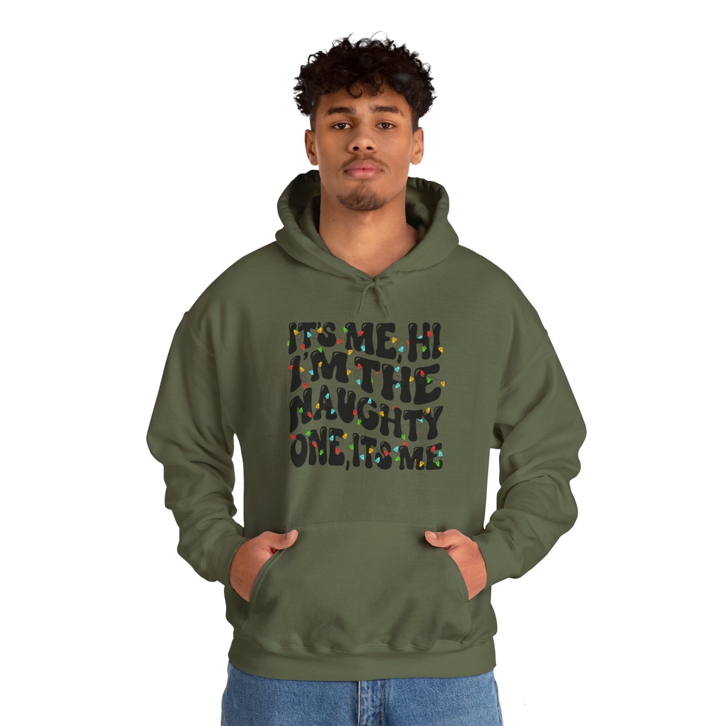 It's me, Hi, I'm the Naughty One Christmas Unisex Hoodie - Holiday Fun Cozy Sweatshirt - size X-5X