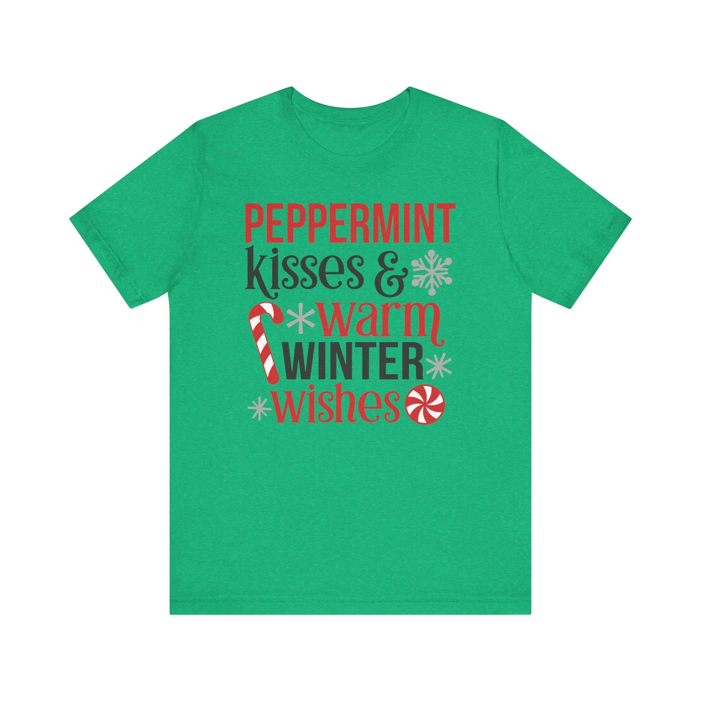 Peppermint Kisses and Warm Winter wishes Unisex Jersey Short Sleeve T-shirt - sizes S - 3X