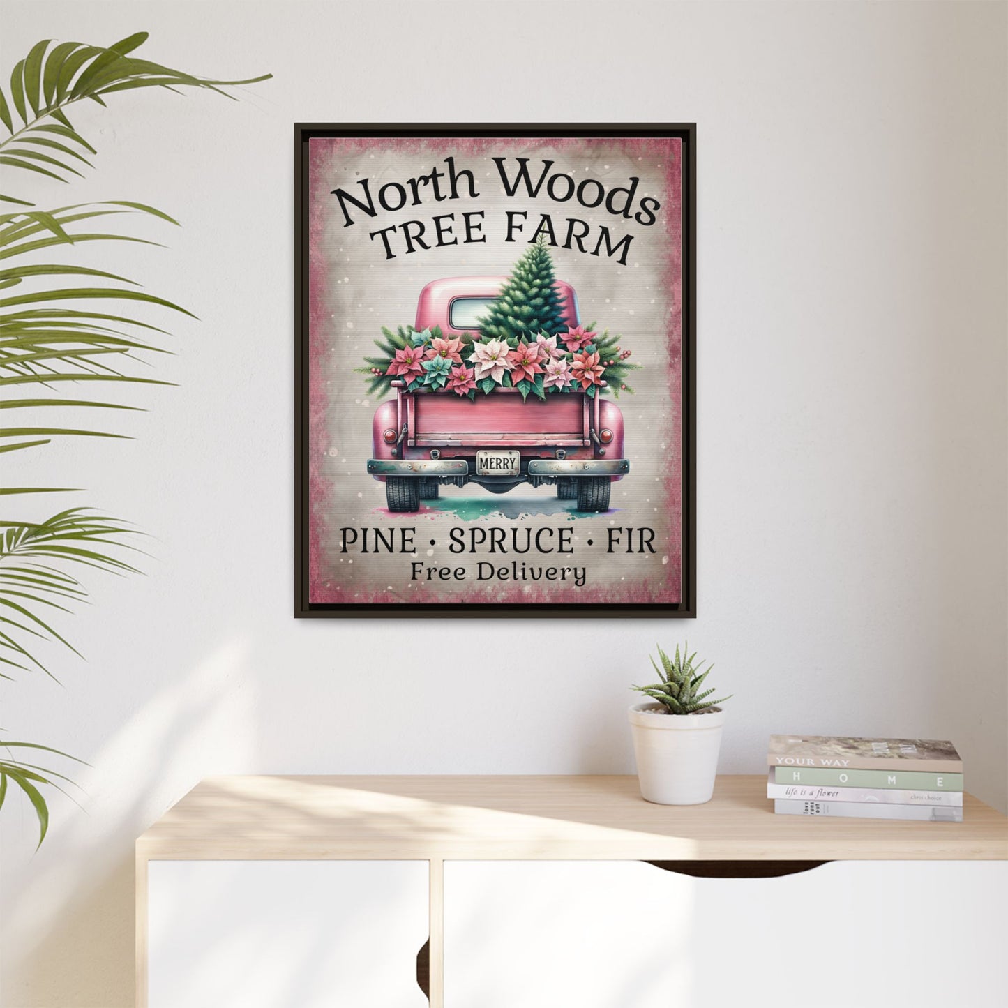 North Woods Tree Farm Matte Canvas, Framed (Multi-color)