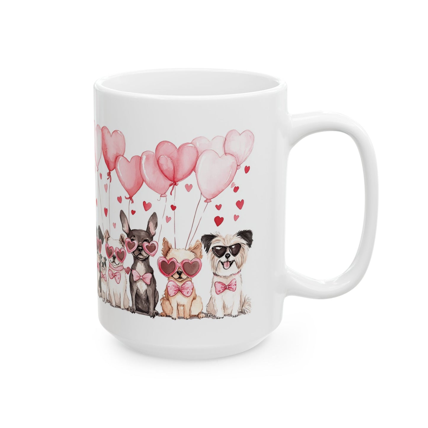 Puppy Love Valentine's Day Ceramic Mug, (11oz, 15oz) - all white