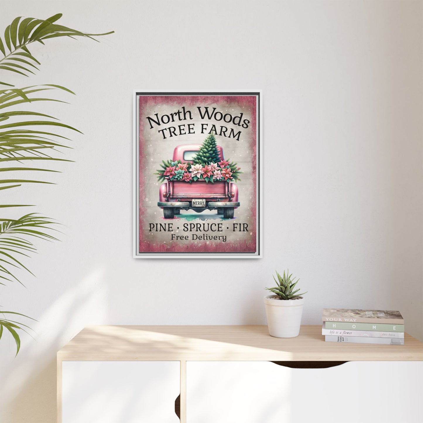 North Woods Tree Farm Matte Canvas, Framed (Multi-color)
