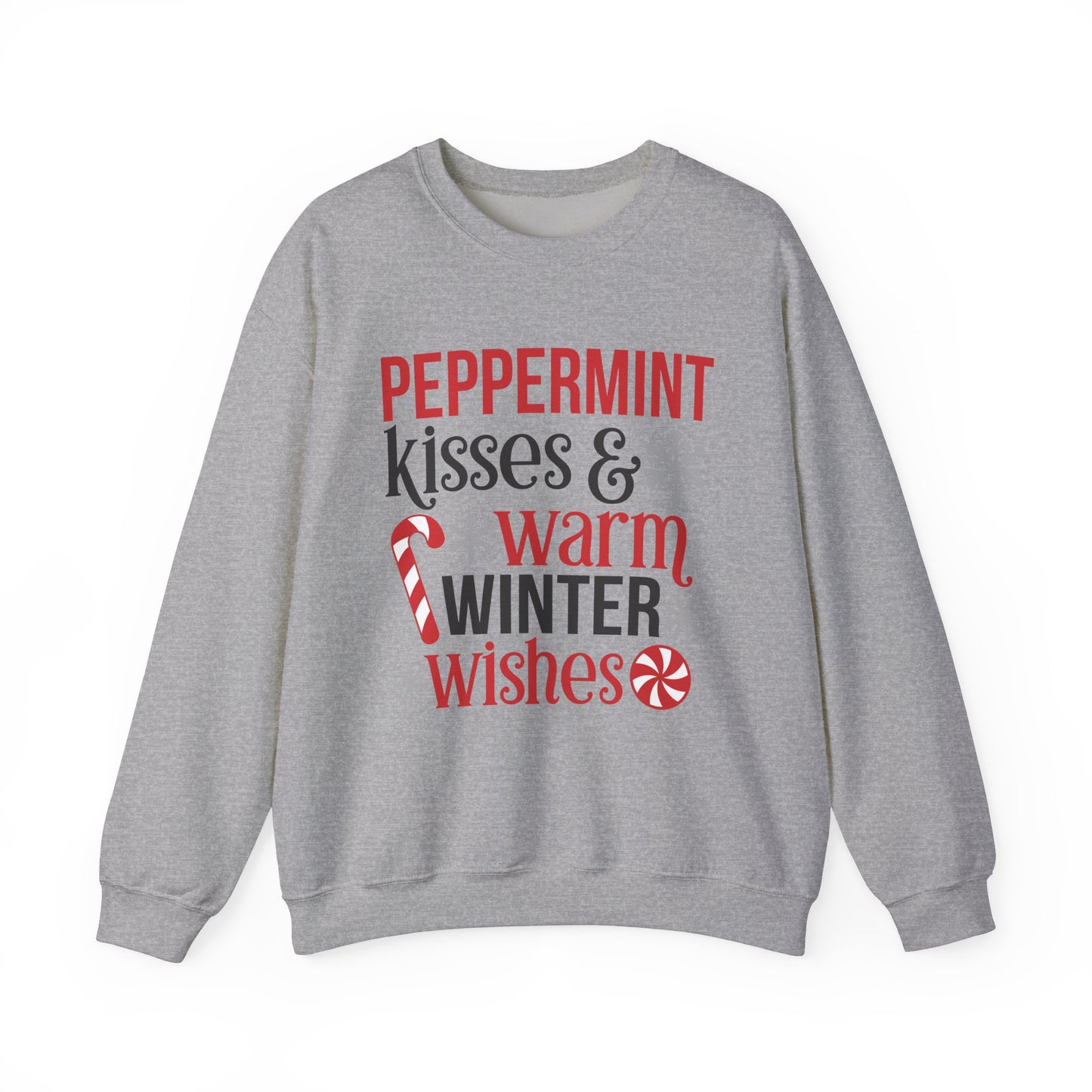 Peppermint Kisses and Warm Winter Wishes Unisex Heavy Blend™ Crewneck Sweatshirt - sizes S - 3X