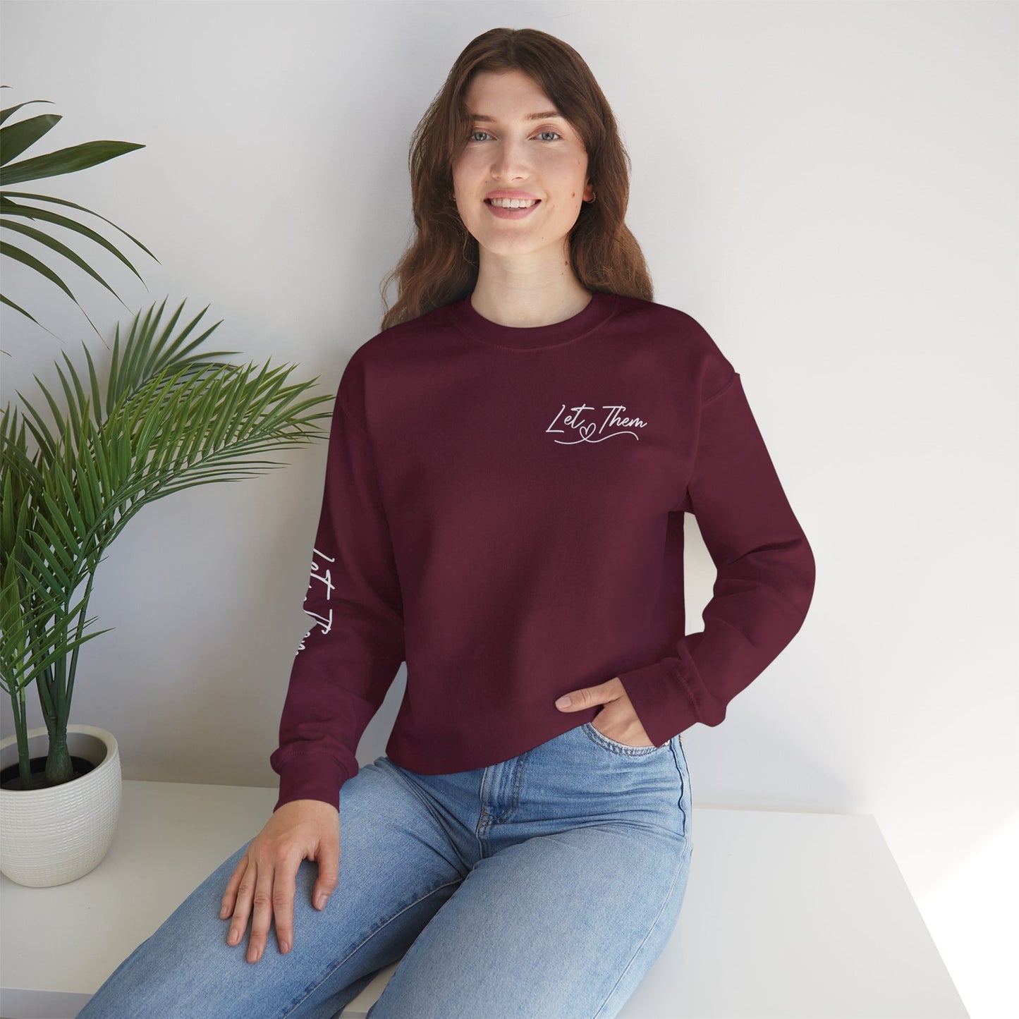 Let them Unisex Sweatshirt, Cozy Crewneck with Front, Back, Sleeve Designs, Warm & Comfy, Gift for All Occasions, Customizable Apparel