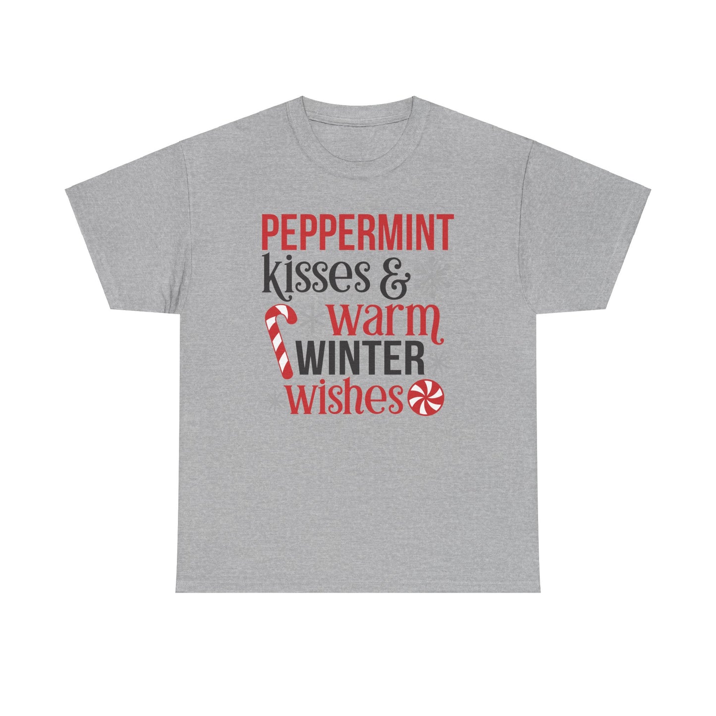 Peppermint Kisses and warm winter wishes Unisex Heavy Cotton Tee - sizes S - 5X