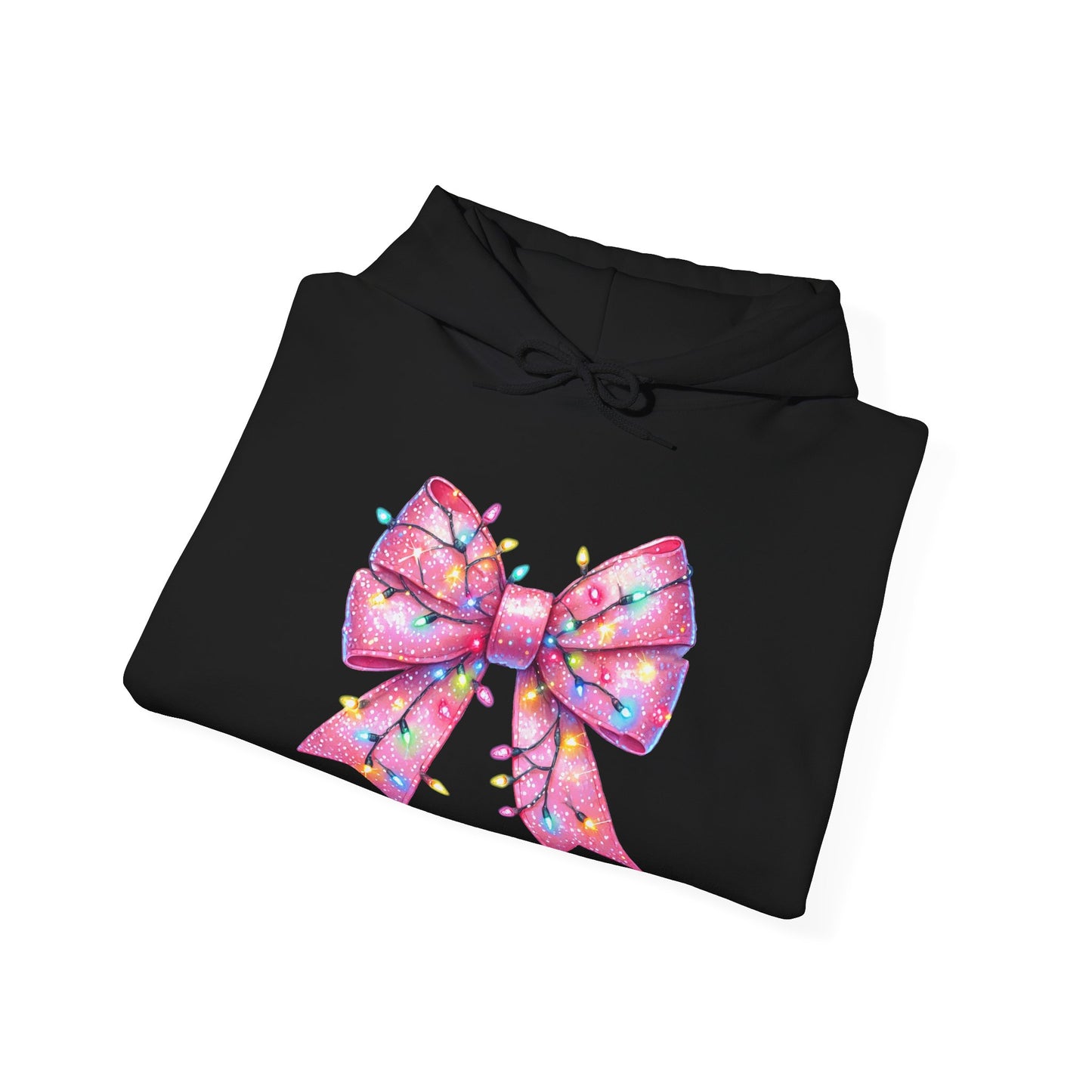 Pink Christmas Bow Heavy Blend Hoodie - Festive Unisex Sweatshirt - sizes S - 5X