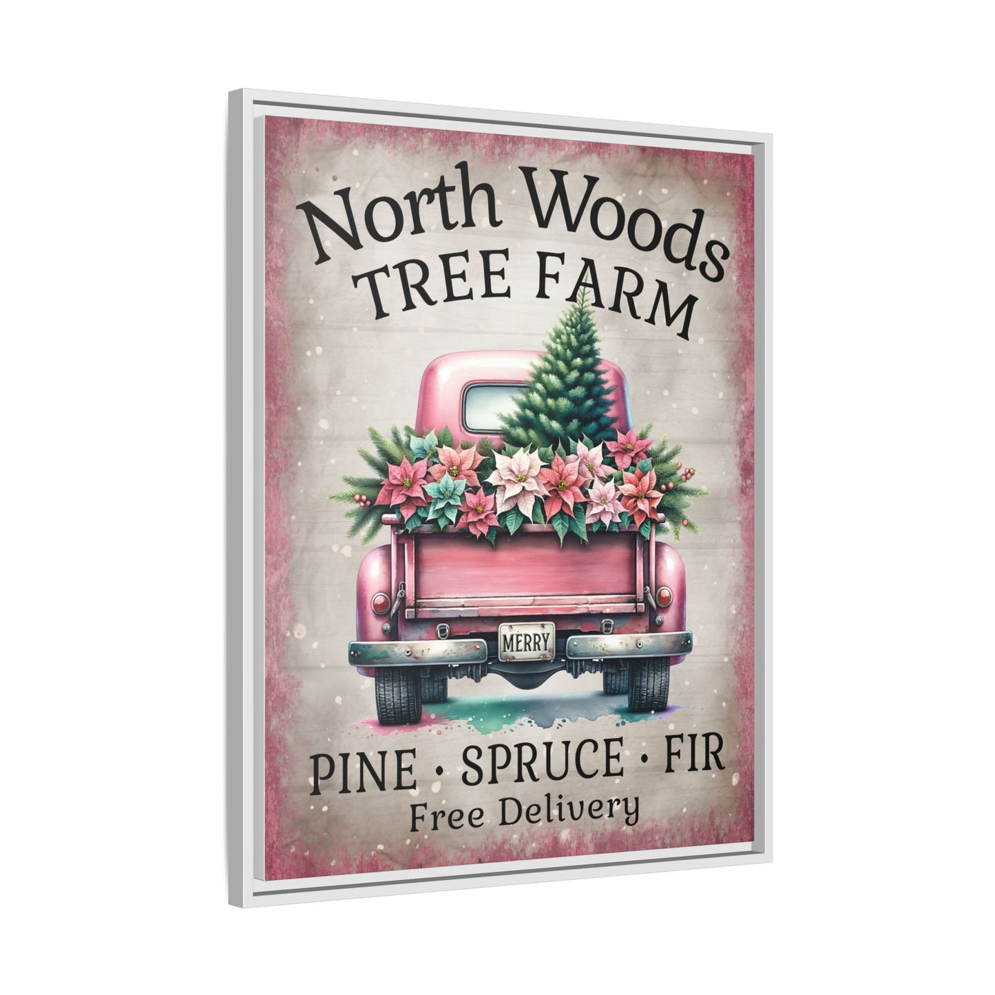 North Woods Tree Farm Matte Canvas, Framed (Multi-color)