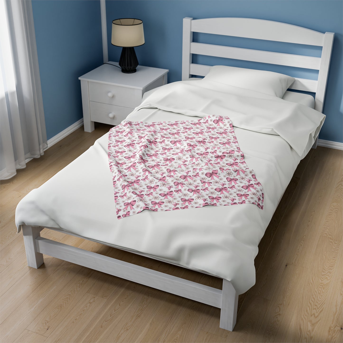 Velveteen Blanket - Pink Bows, Warm & Cozy - 3 sizes
