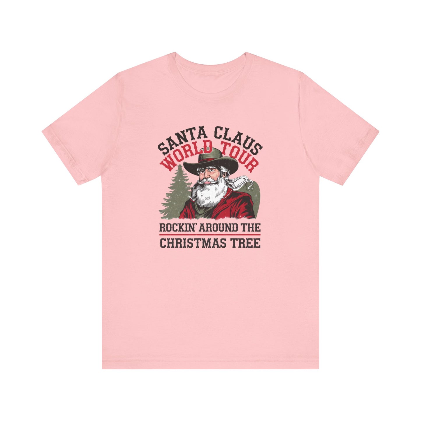 Santa Claus World tour Unisex Jersey Short Sleeve Tee - sizes S - 3X - Rocking around the Christmas Tree
