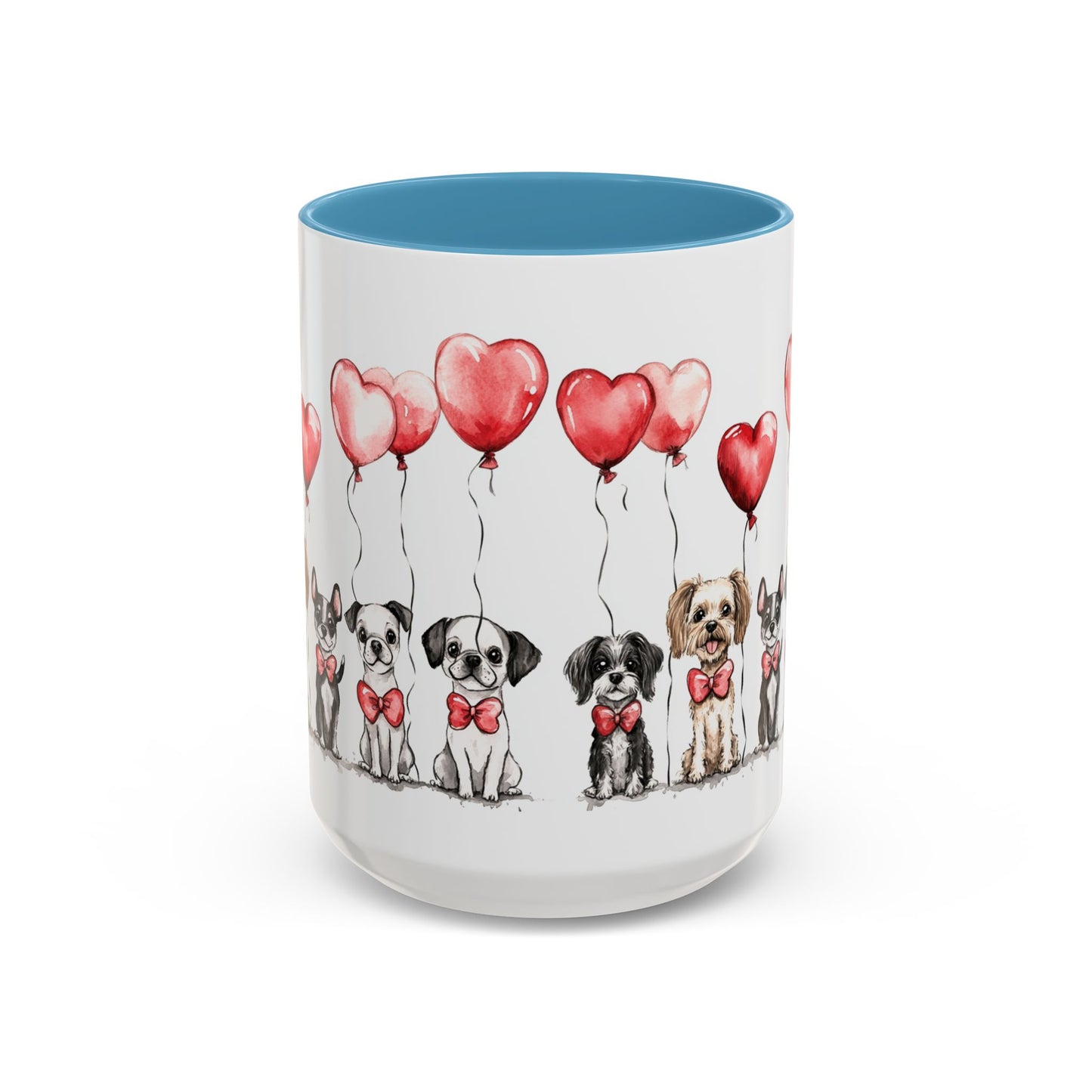 Coffee Mug - Puppy Love Valentine's Day, Cute Dogs and Heart Balloons, 11oz and 15oz, Ceramic