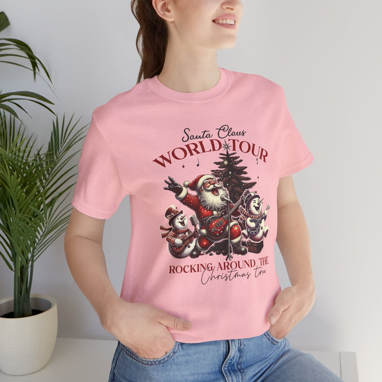 Santa Rocking Around the Christmas Tree Unisex Jersey Short Sleeve T-shirt - sizes S - 3X