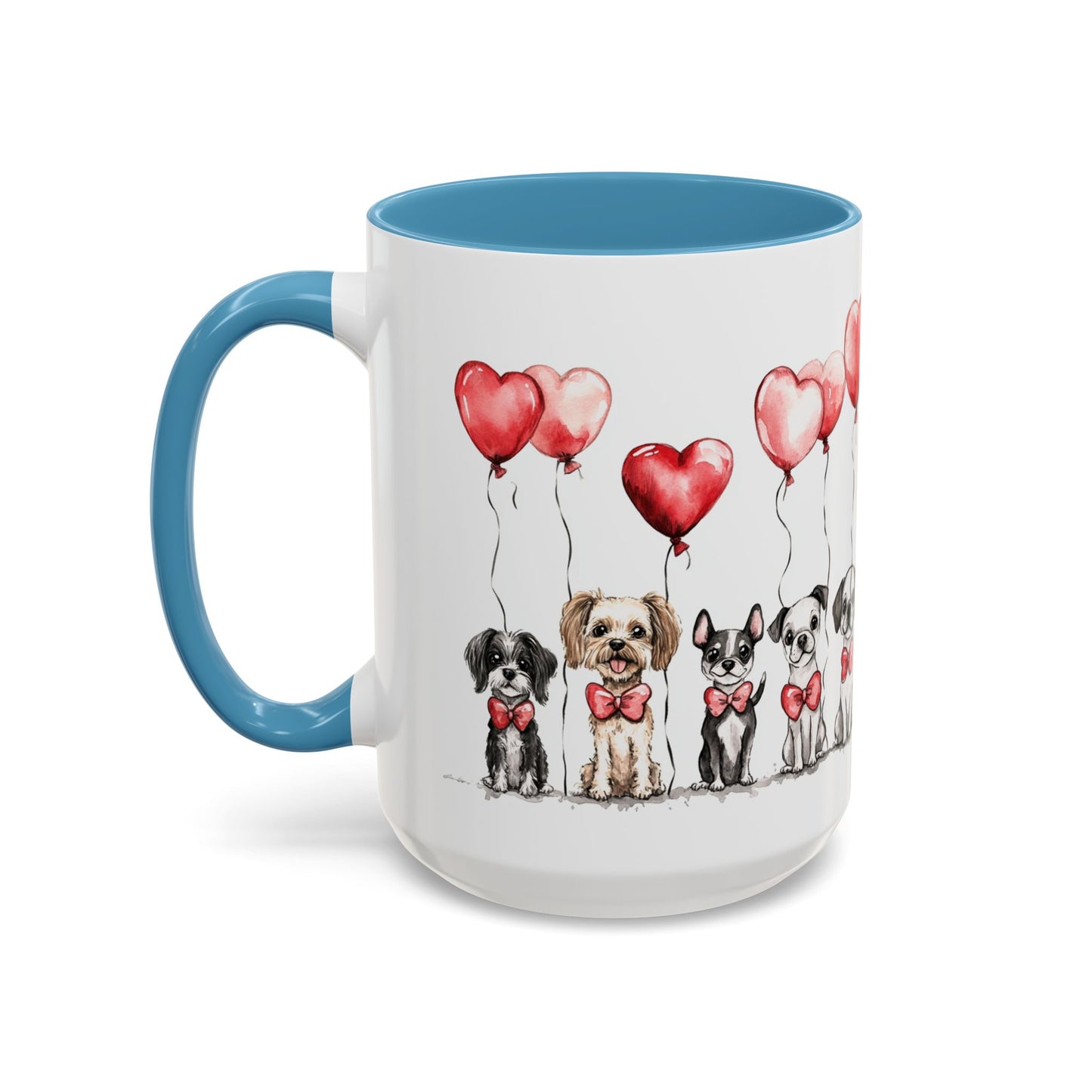 Coffee Mug - Puppy Love Valentine's Day, Cute Dogs and Heart Balloons, 11oz and 15oz, Ceramic