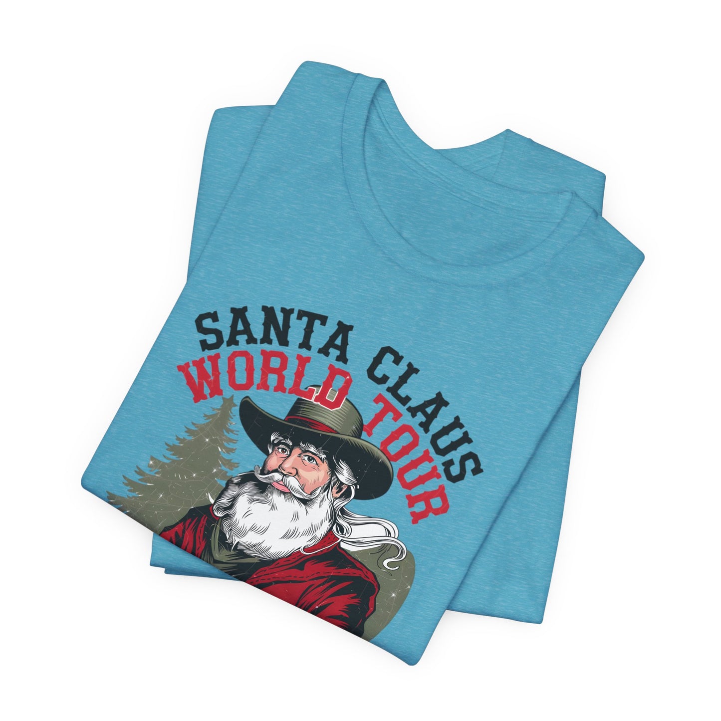 Santa's World Tour Rocking around the Christmas Tree Unisex Jersey Short Sleeve Tee - sizes S - 3X