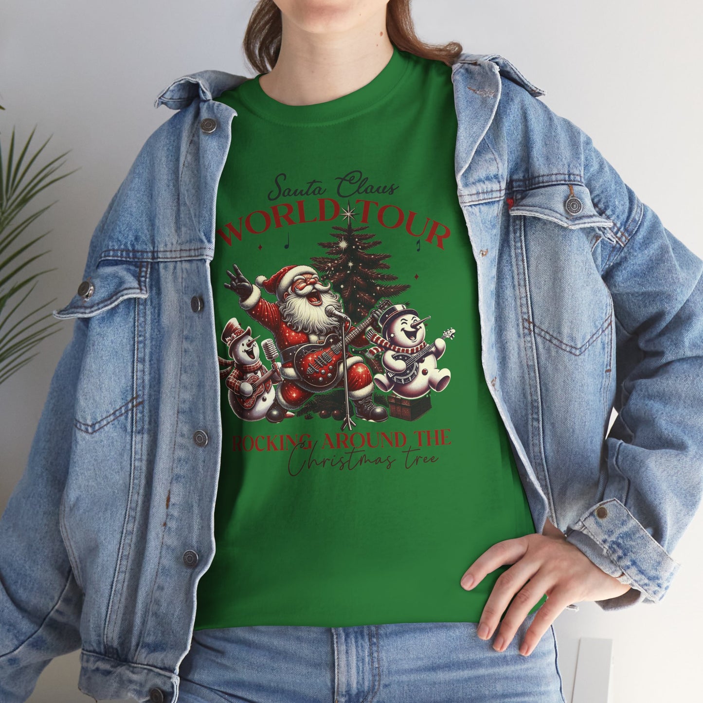 Santa Rocking around the Christmas Tree Unisex Heavy Cotton T-shirt - size S - 5X