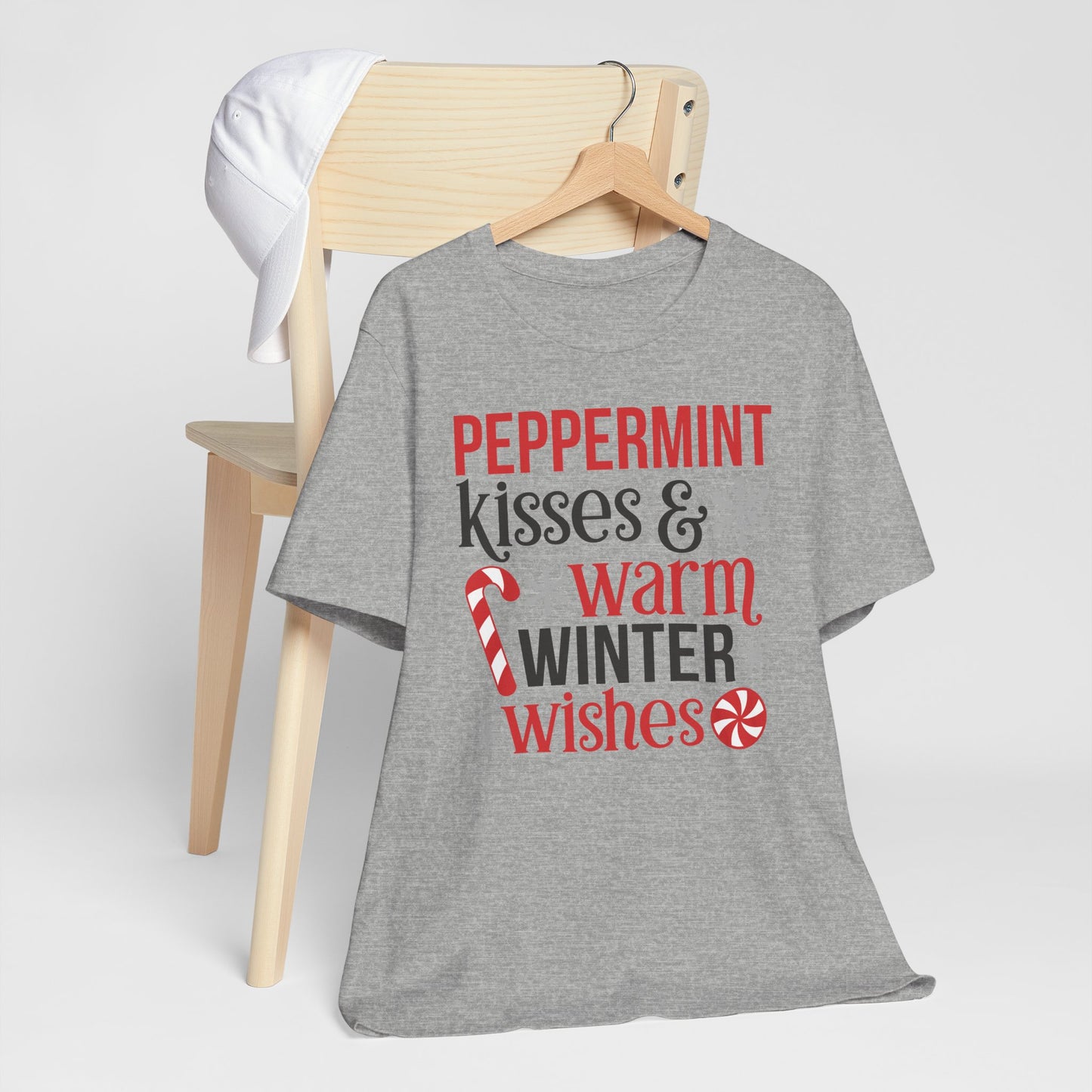 Peppermint Kisses and Warm Winter wishes Unisex Jersey Short Sleeve T-shirt - sizes S - 3X