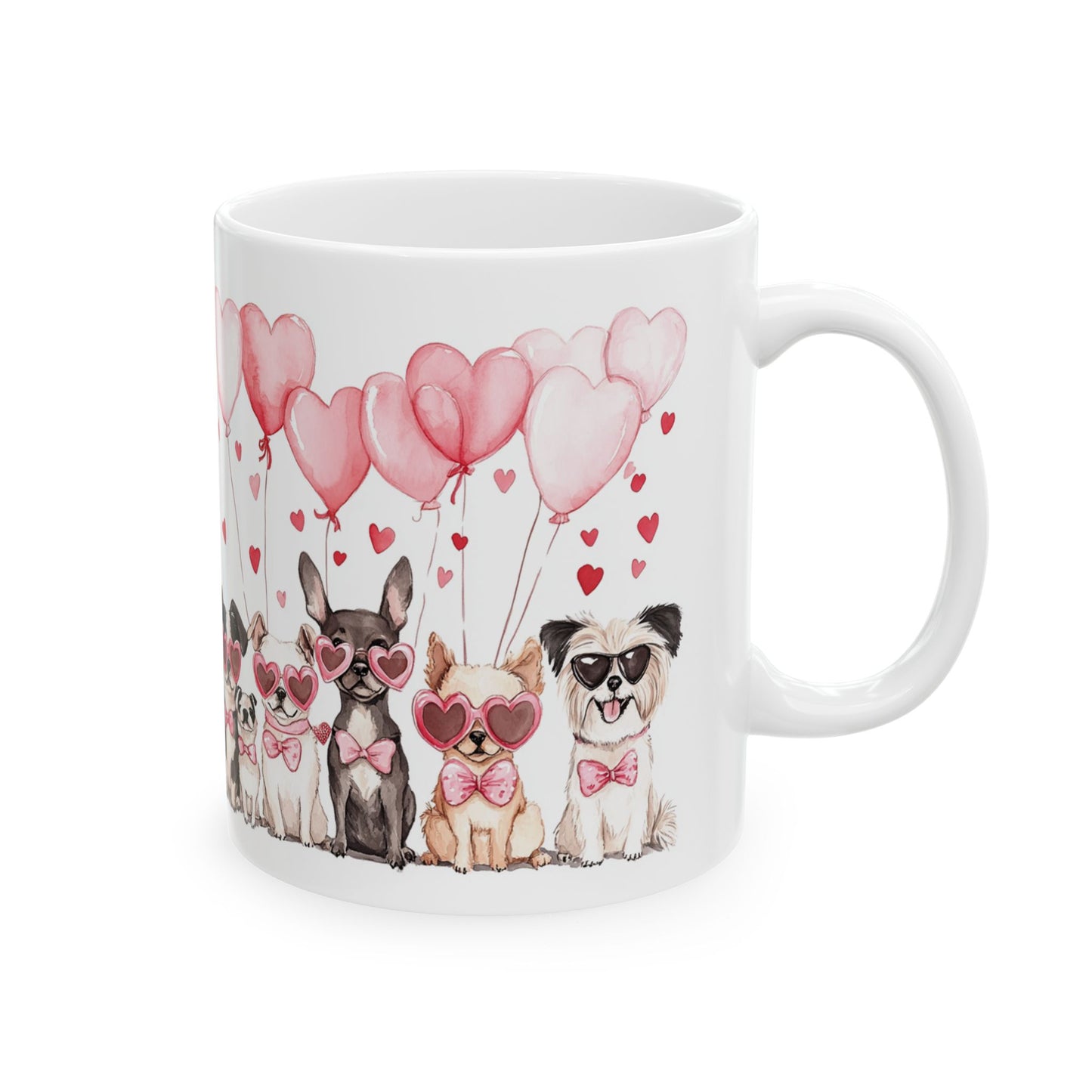 Puppy Love Valentine's Day Ceramic Mug, (11oz, 15oz) - all white