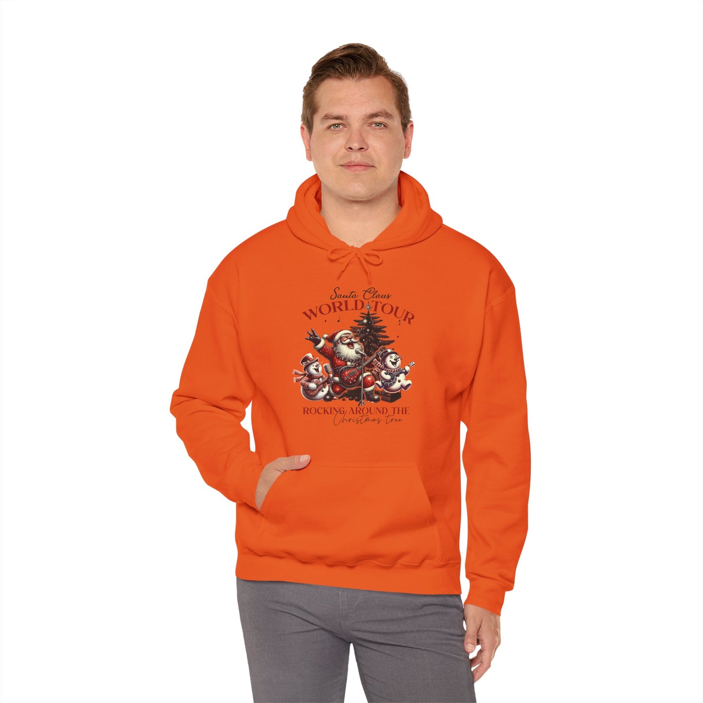 Santa Rocking Around the Christmas Tree Unisex Heavy Blend™ Hooded Sweatshirt - sizes S -3X