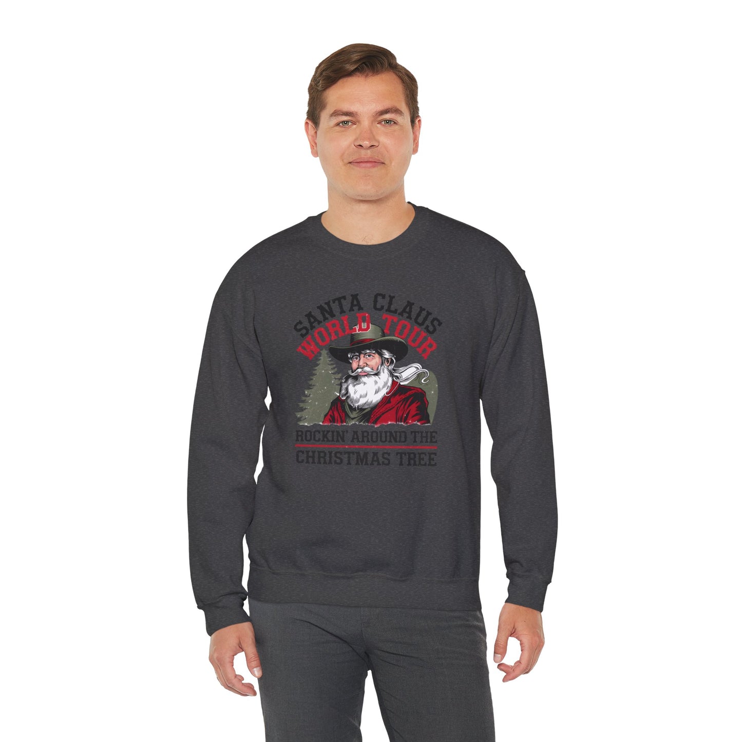 Santa Claus World Tour Unisex Heavy Blend™ Crewneck Sweatshirt - sizes S - 3X - Rocking around the Christmas Tree