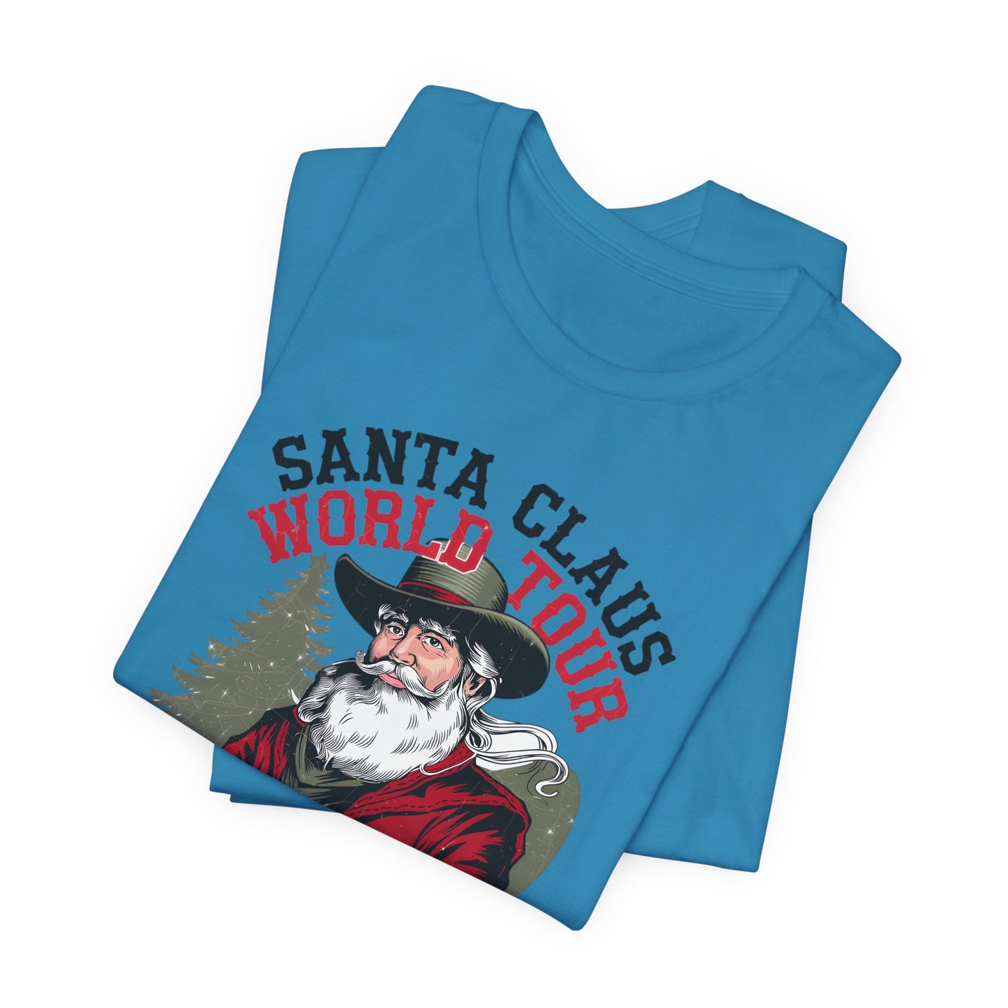 Santa's World Tour Rocking around the Christmas Tree Unisex Jersey Short Sleeve Tee - sizes S - 3X