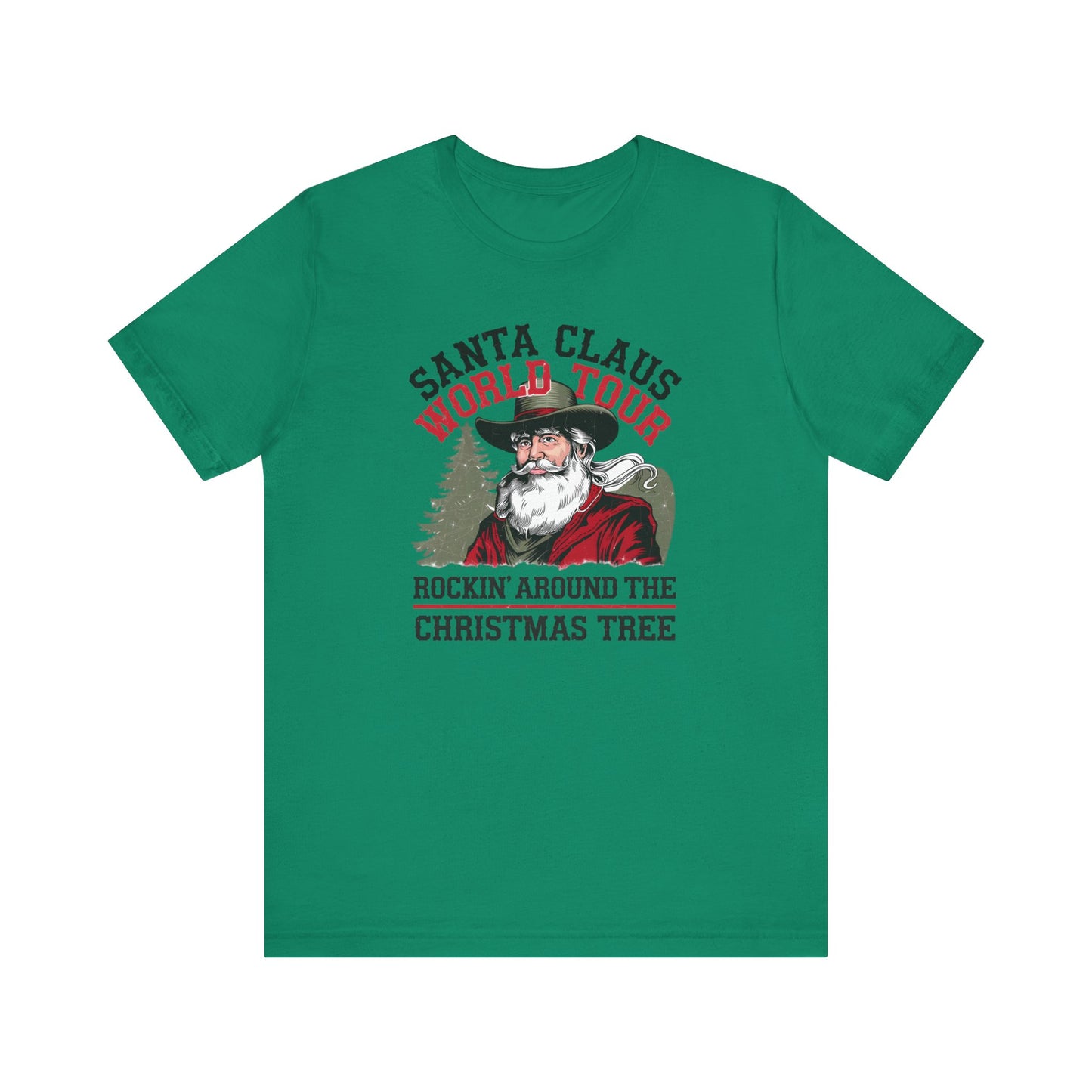 Santa's World Tour Rocking around the Christmas Tree Unisex Jersey Short Sleeve Tee - sizes S - 3X