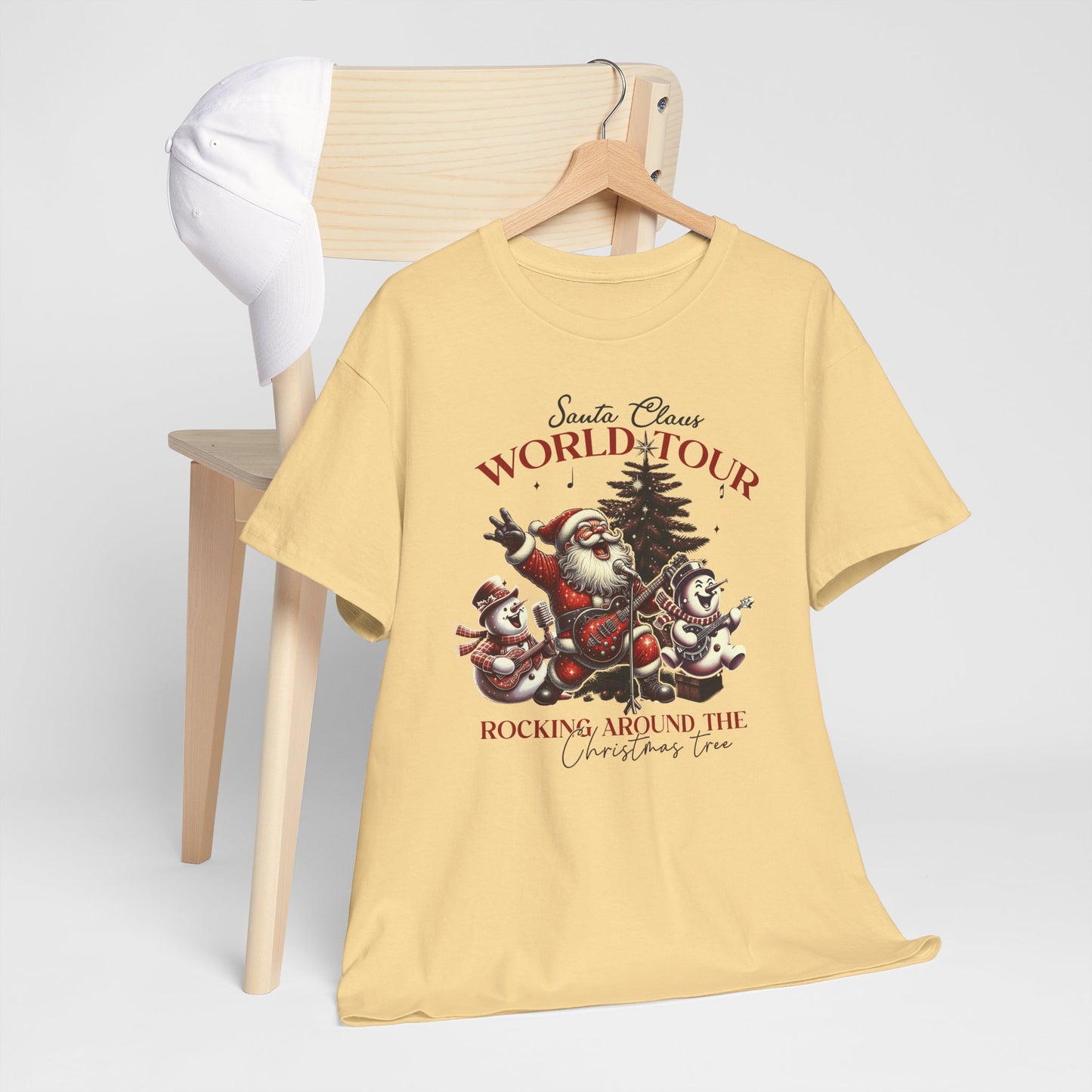 Santa Rocking around the Christmas Tree Unisex Heavy Cotton T-shirt - size S - 5X
