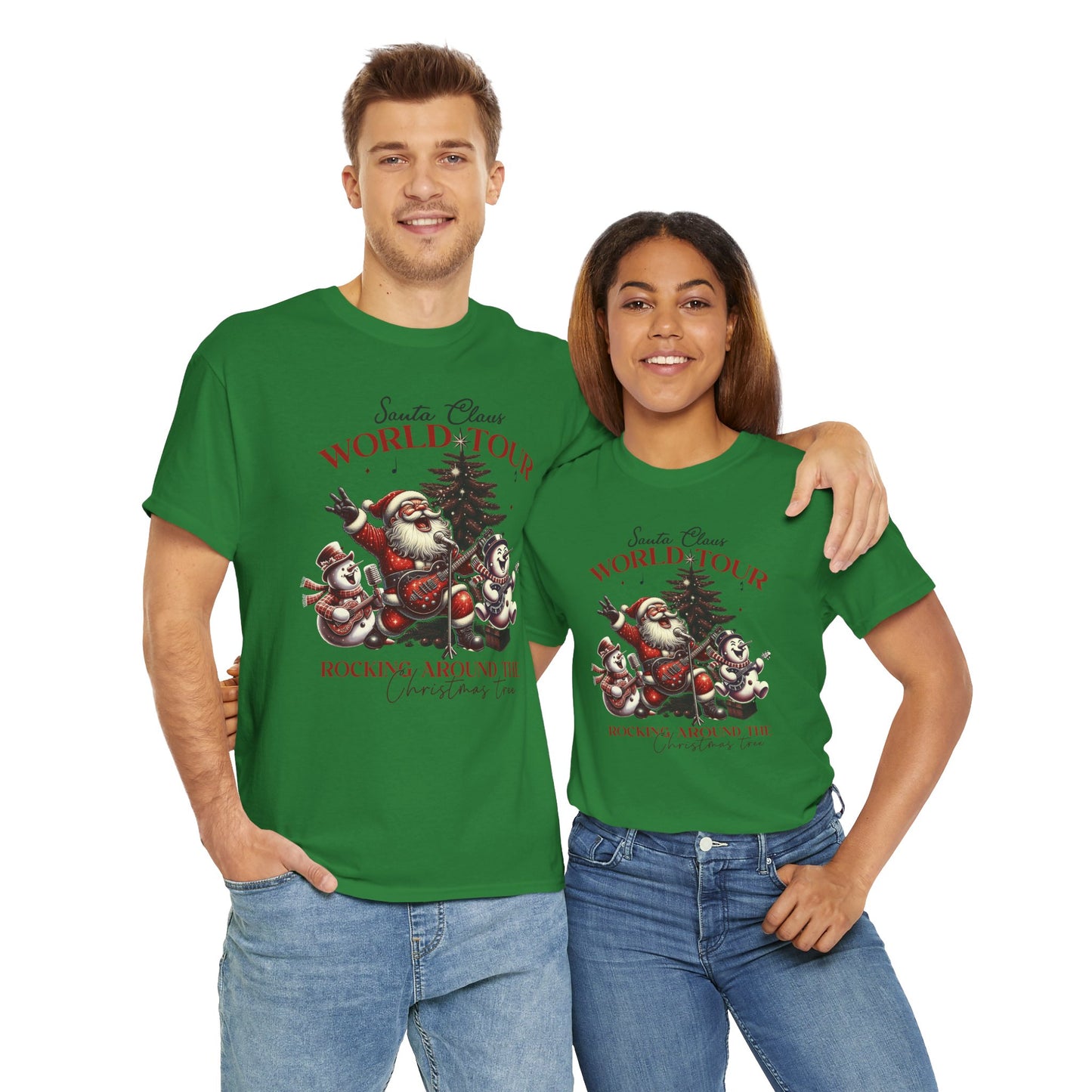 Santa Rocking around the Christmas Tree Unisex Heavy Cotton T-shirt - size S - 5X