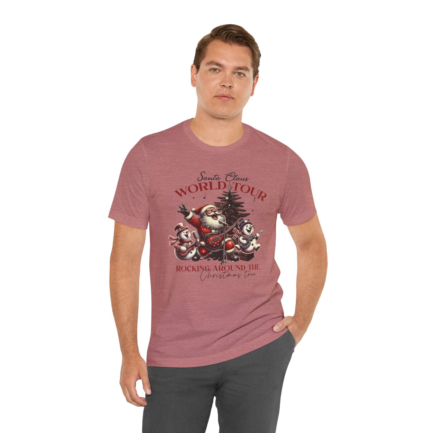 Santa Rocking Around the Christmas Tree Unisex Jersey Short Sleeve T-shirt - sizes S - 3X