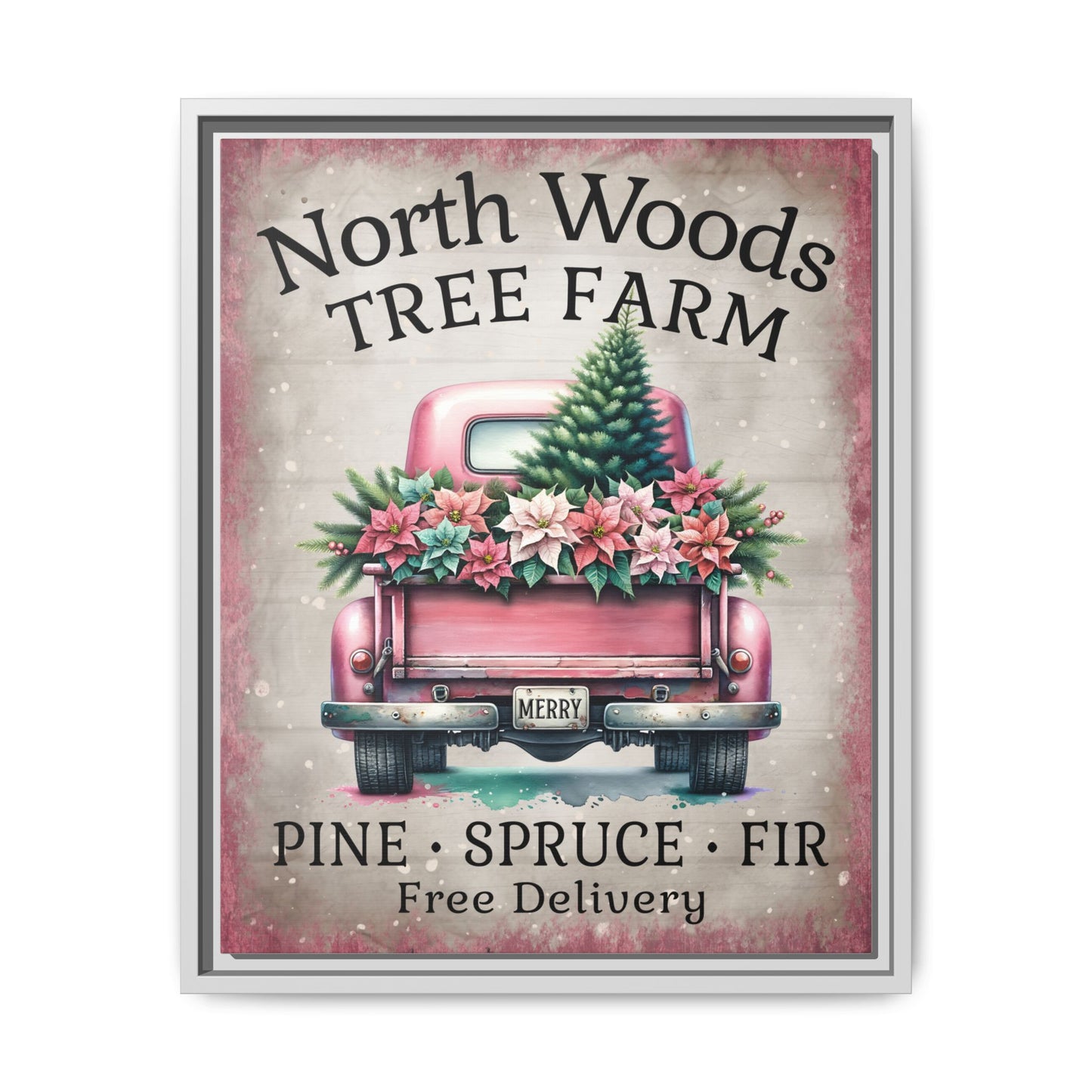 North Woods Tree Farm Matte Canvas, Framed (Multi-color)