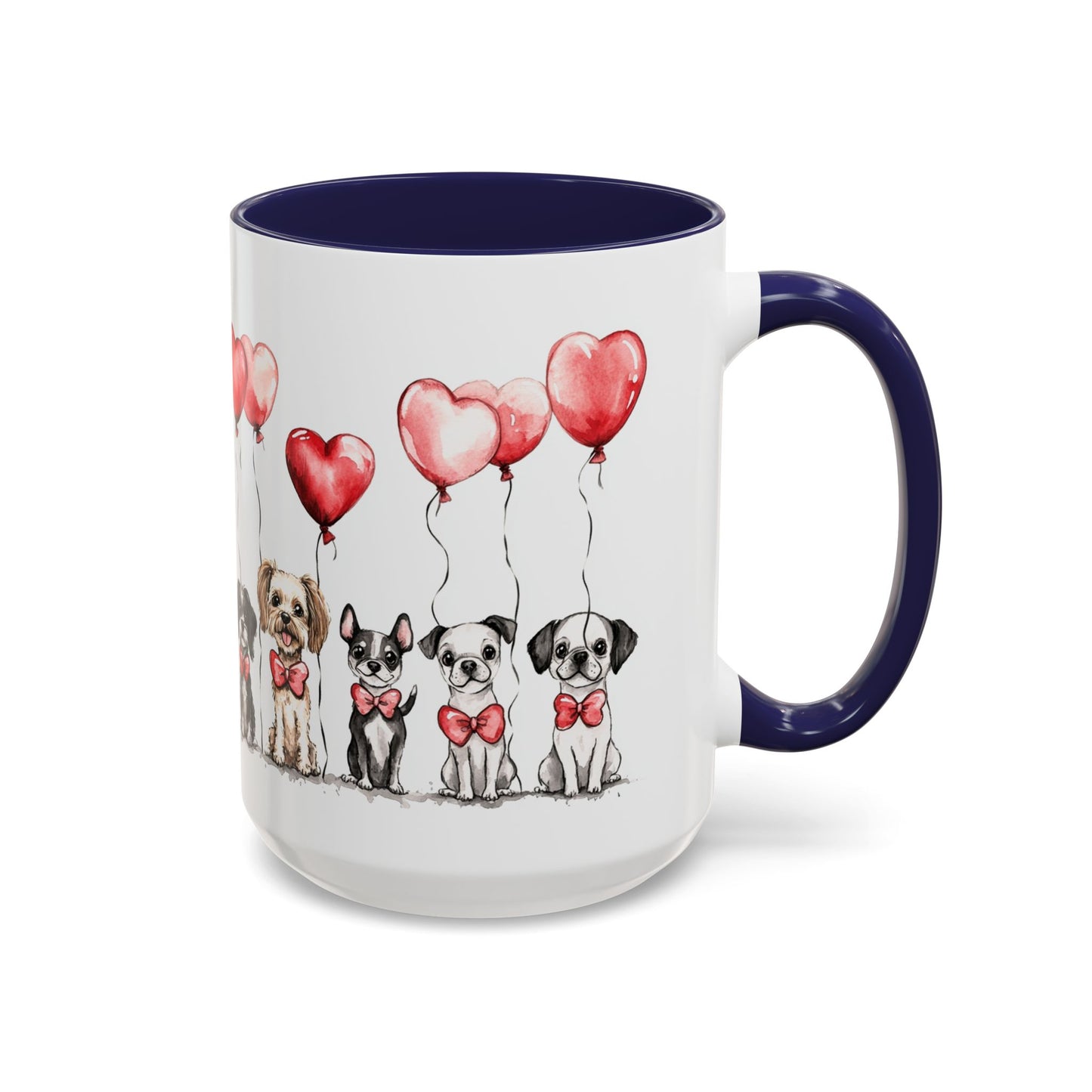 Coffee Mug - Puppy Love Valentine's Day, Cute Dogs and Heart Balloons, 11oz and 15oz, Ceramic