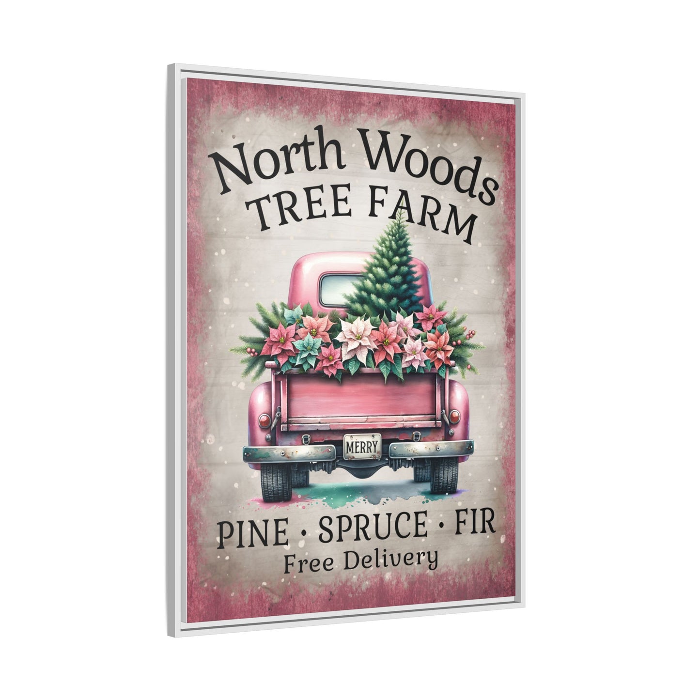 North Woods Tree Farm Matte Canvas, Framed (Multi-color)