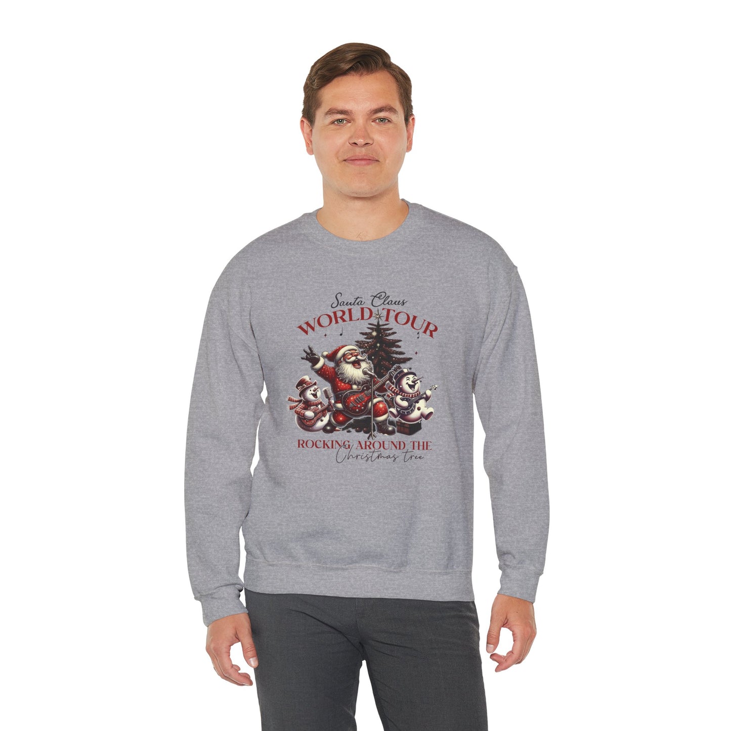 Santa Rocking Around the Christmas Tree Unisex Heavy Blend™ Crewneck Sweatshirt - size S - 3X