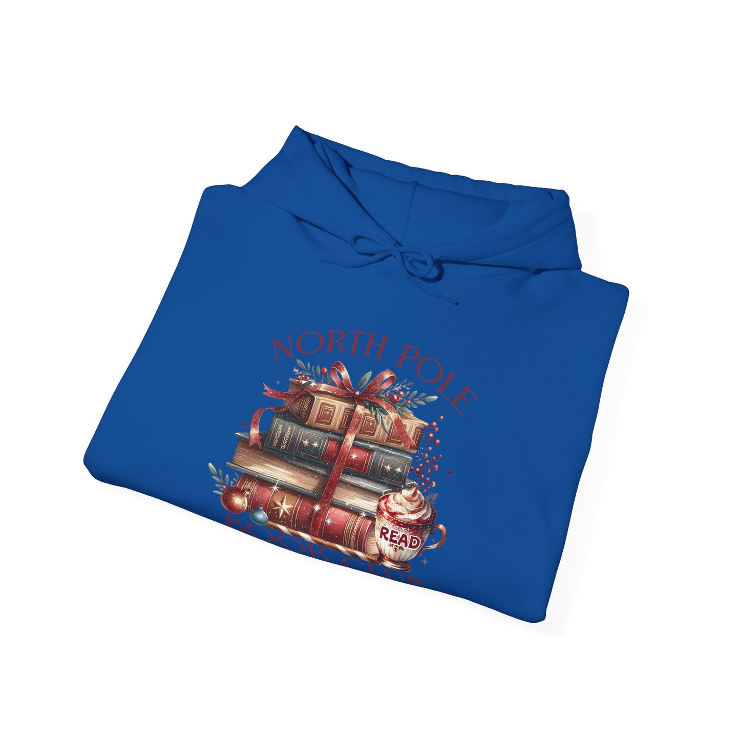 North Pole Book Club Heavy Blend Hoodie - Christmas Book Lover Festive Sweatshirt - sizes S - 5X