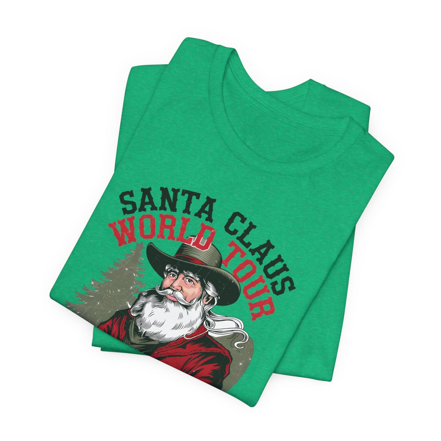 Santa's World Tour Rocking around the Christmas Tree Unisex Jersey Short Sleeve Tee - sizes S - 3X