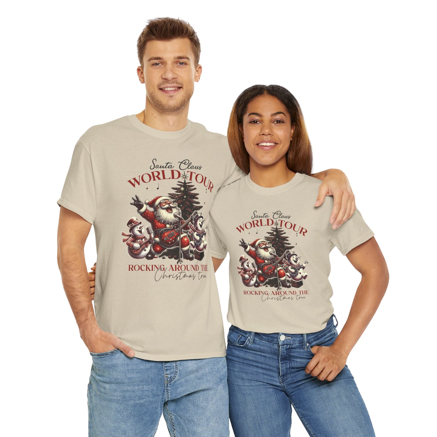 Santa Rocking around the Christmas Tree Unisex Heavy Cotton T-shirt - size S - 5X