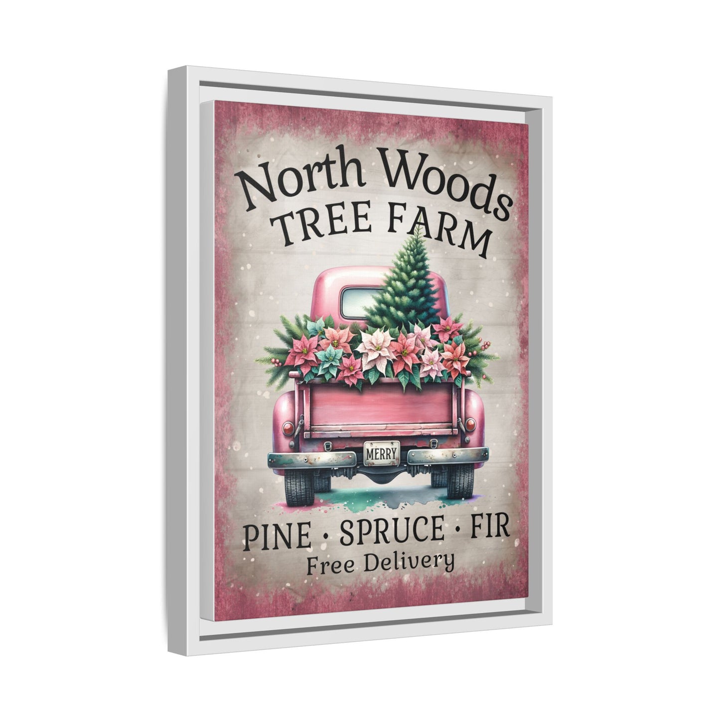 North Woods Tree Farm Matte Canvas, Framed (Multi-color)