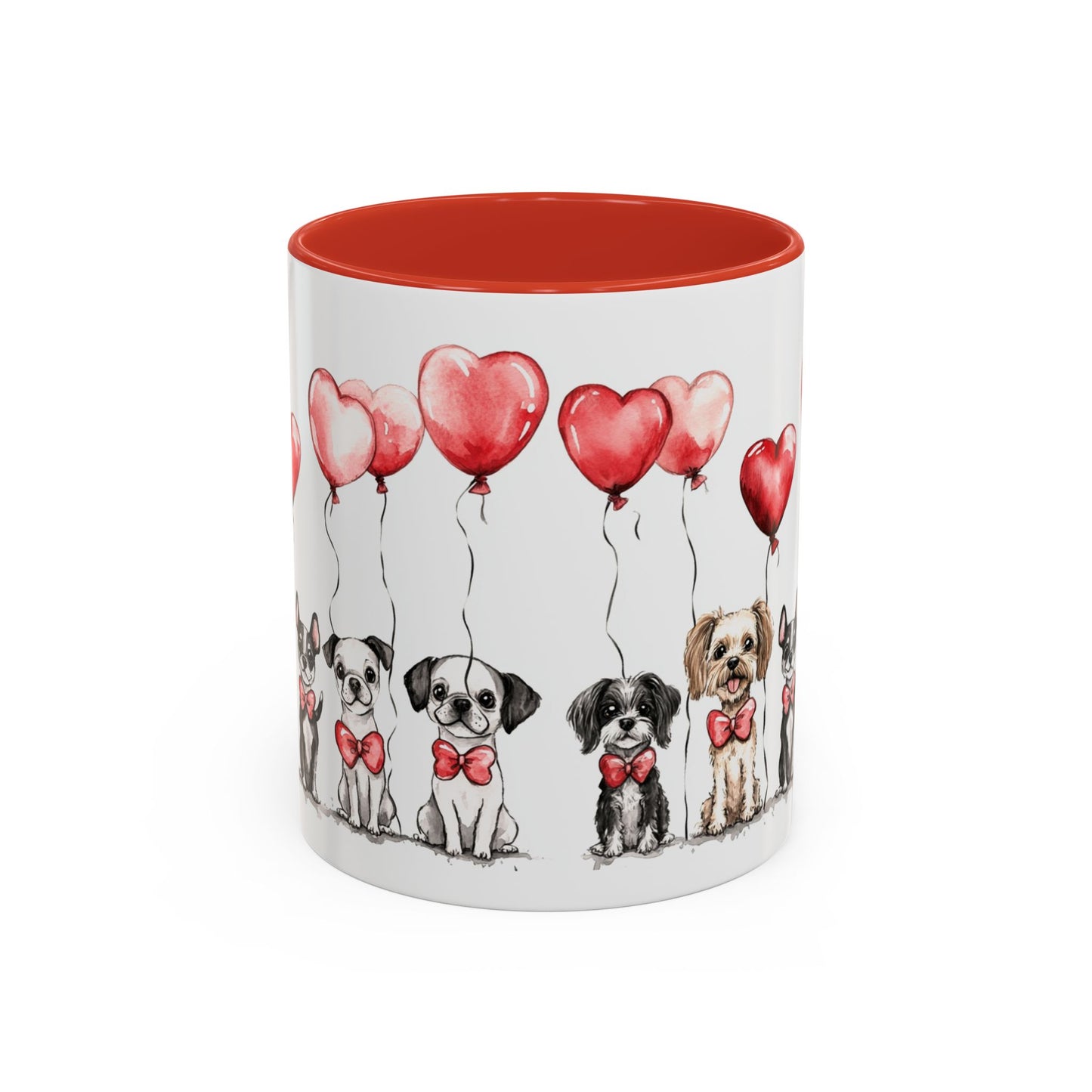 Coffee Mug - Puppy Love Valentine's Day, Cute Dogs and Heart Balloons, 11oz and 15oz, Ceramic
