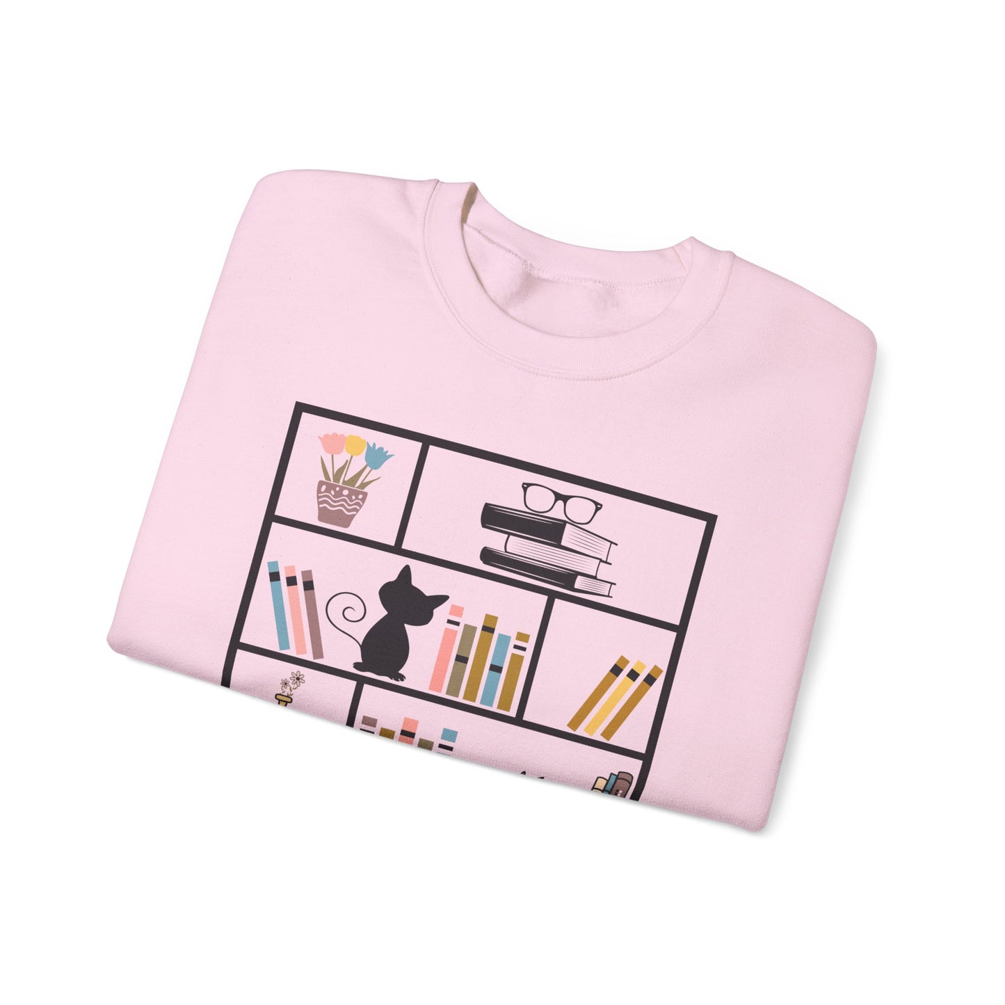 Unisex Heavy Blend™ Crewneck Sweatshirt - cute bookshelf with cat - sizes S - 3X