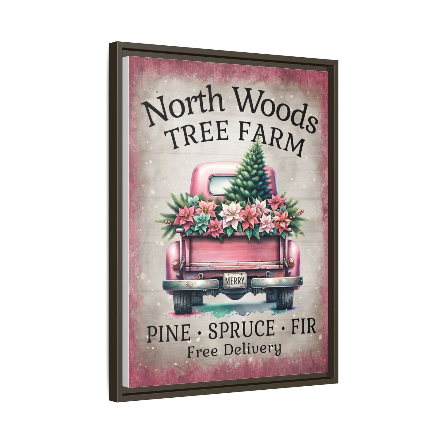 North Woods Tree Farm Matte Canvas, Framed (Multi-color)