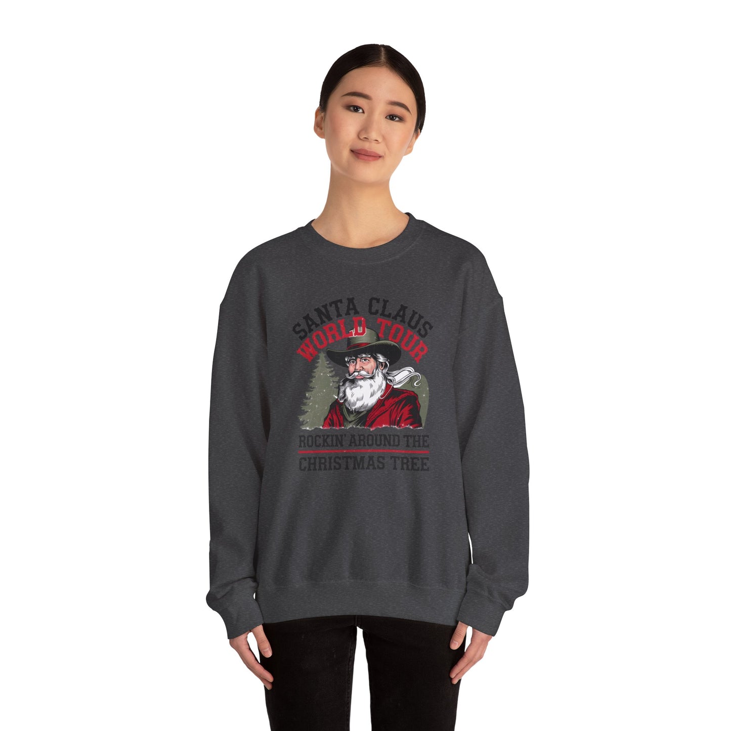 Santa Claus World Tour Unisex Heavy Blend™ Crewneck Sweatshirt - sizes S - 3X - Rocking around the Christmas Tree