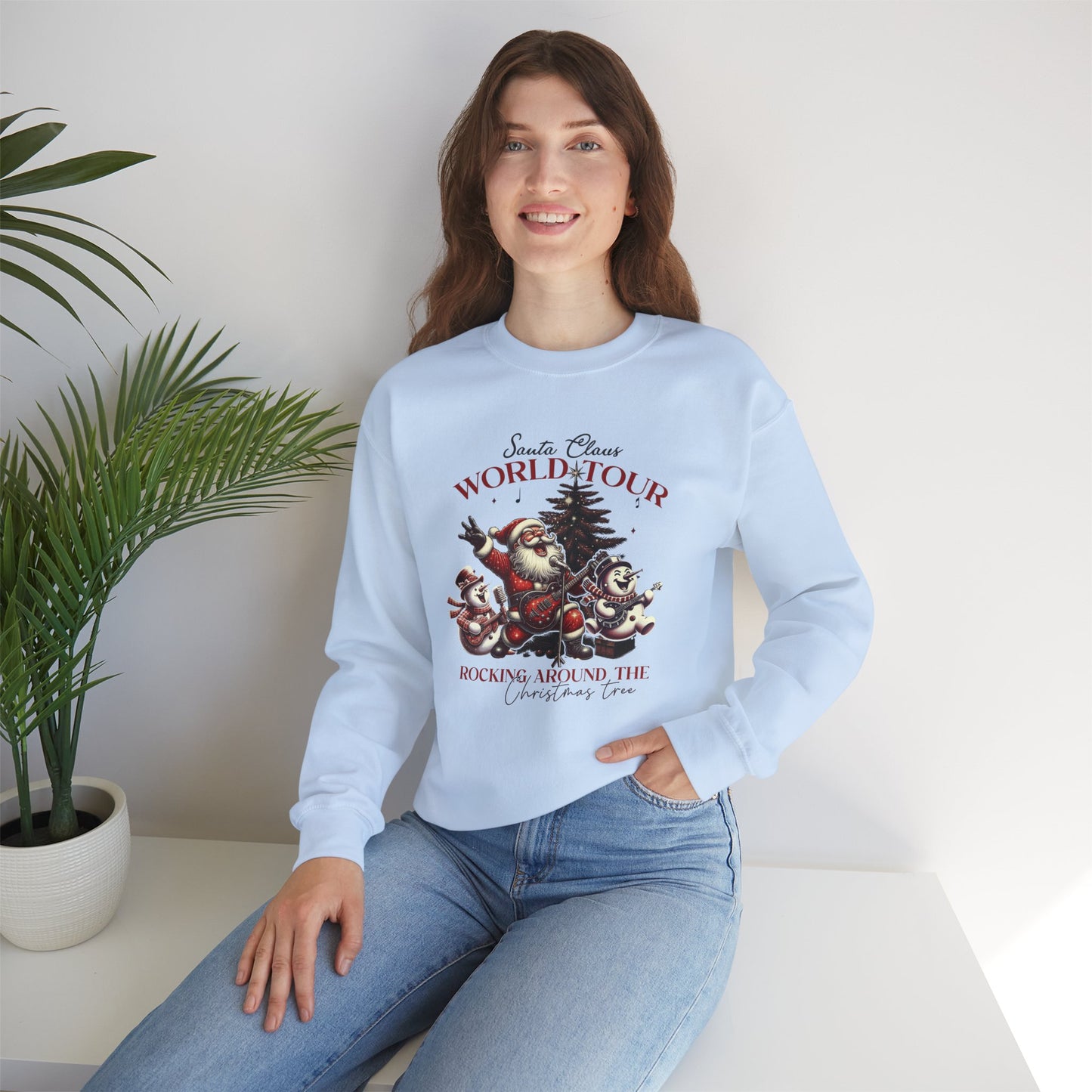 Santa Rocking Around the Christmas Tree Unisex Heavy Blend™ Crewneck Sweatshirt - size S - 3X