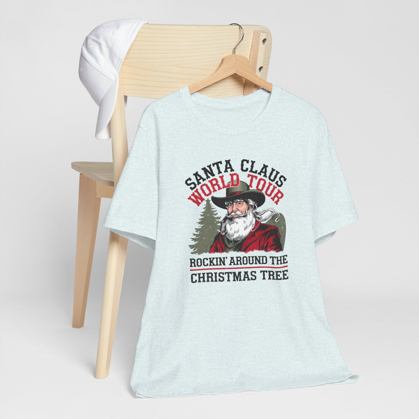 Santa's World Tour Rocking around the Christmas Tree Unisex Jersey Short Sleeve Tee - sizes S - 3X