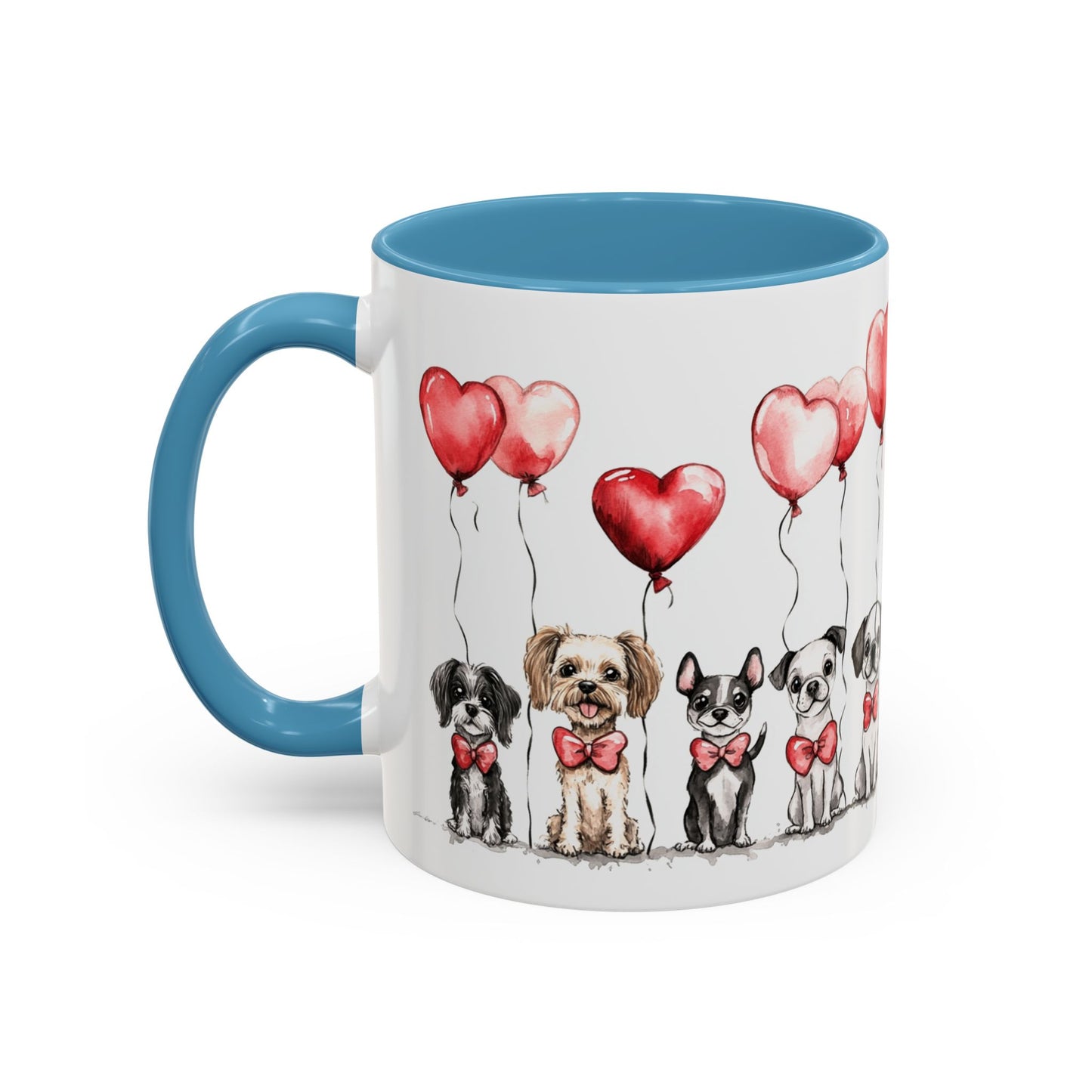 Coffee Mug - Puppy Love Valentine's Day, Cute Dogs and Heart Balloons, 11oz and 15oz, Ceramic