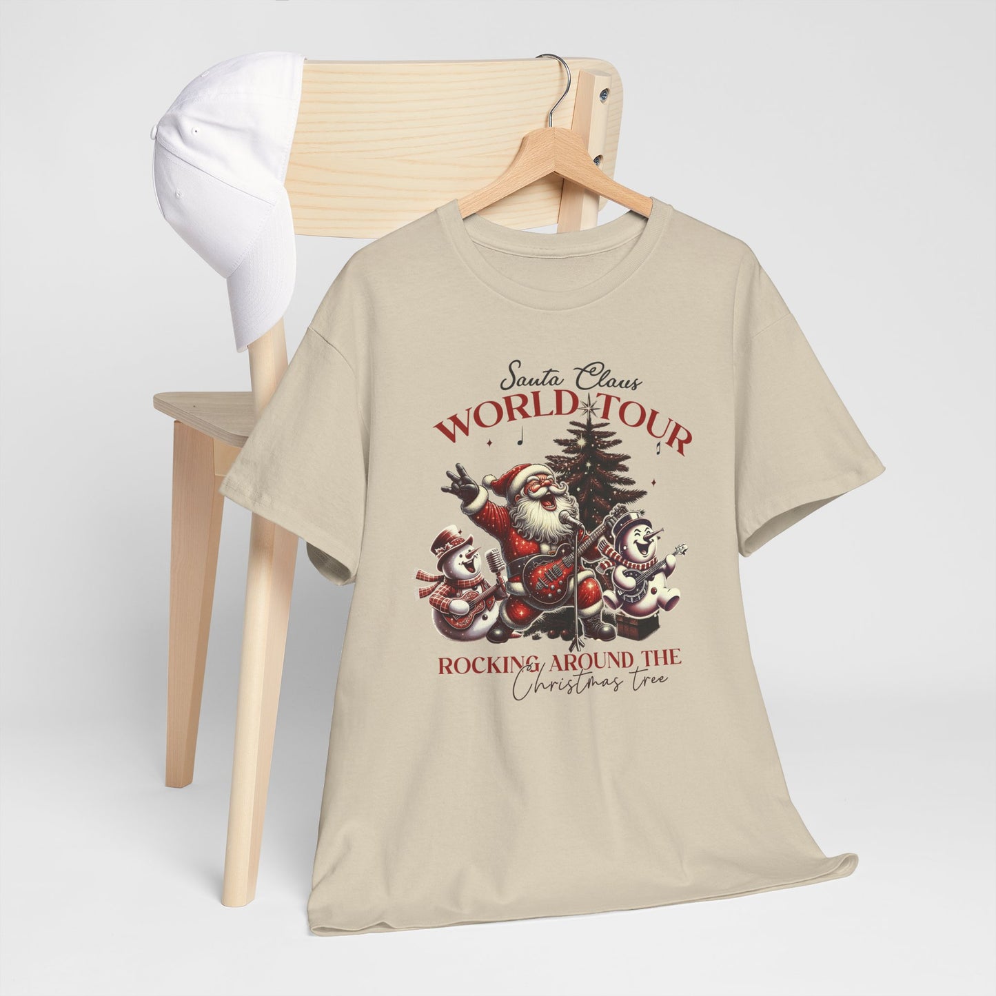 Santa Rocking around the Christmas Tree Unisex Heavy Cotton T-shirt - size S - 5X