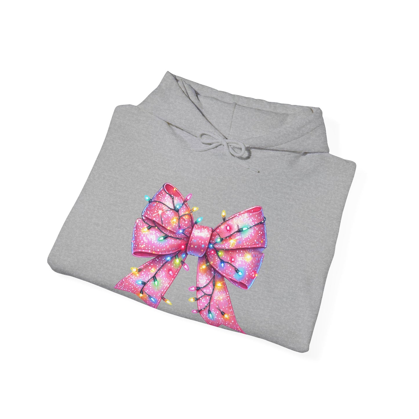 Pink Christmas Bow Heavy Blend Hoodie - Festive Unisex Sweatshirt - sizes S - 5X