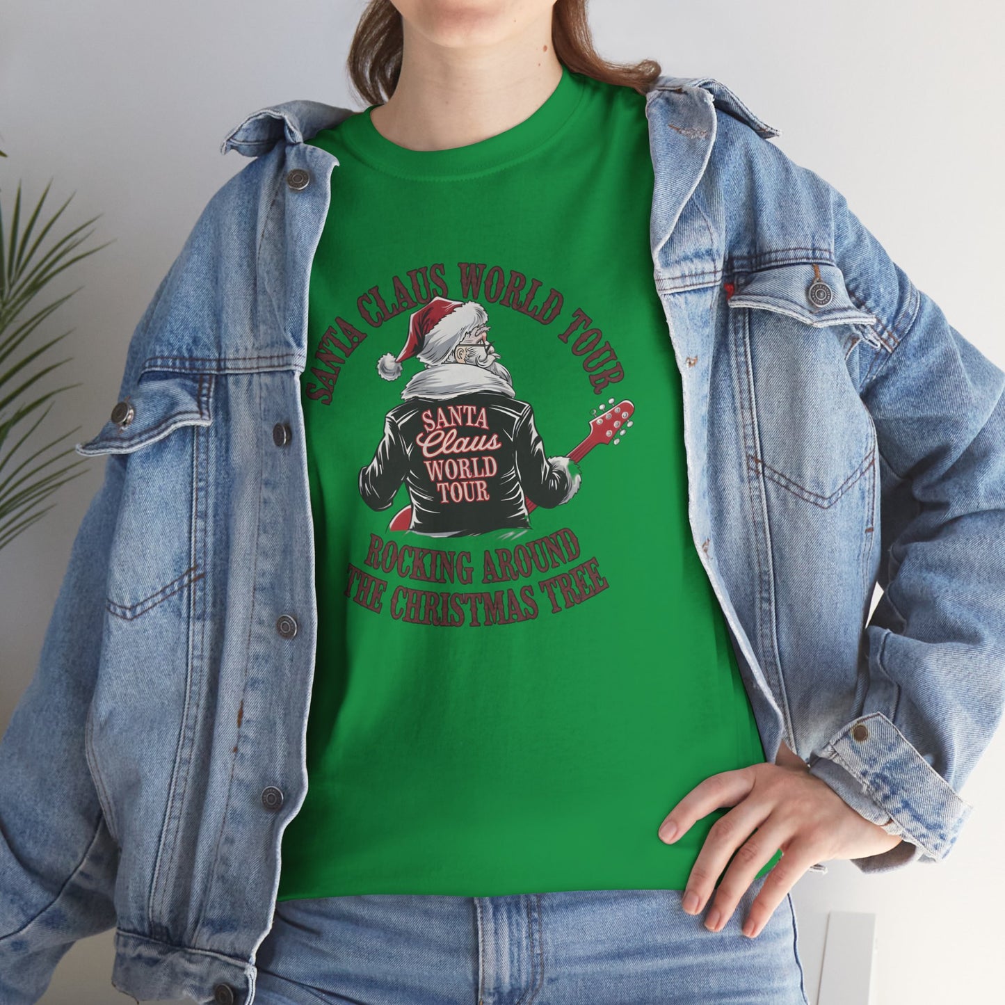 Santa Claus World Tour Unisex Heavy Cotton Tee - sizes S - 3X - Rocking around the Christmas Tree