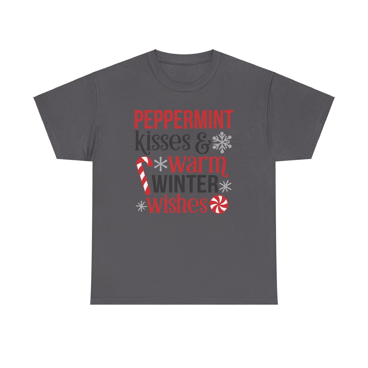 Peppermint Kisses and warm winter wishes Unisex Heavy Cotton Tee - sizes S - 5X