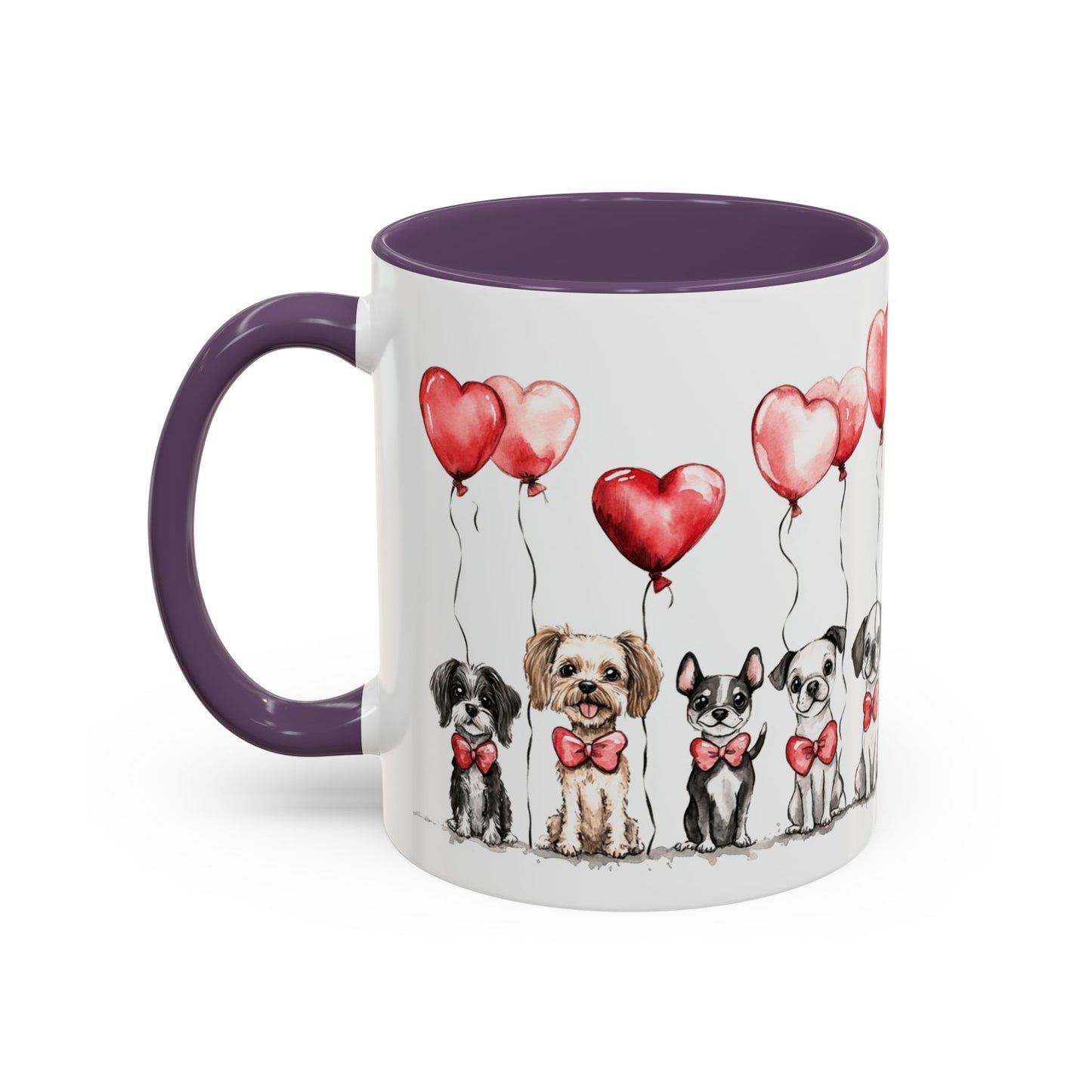 Coffee Mug - Puppy Love Valentine's Day, Cute Dogs and Heart Balloons, 11oz and 15oz, Ceramic